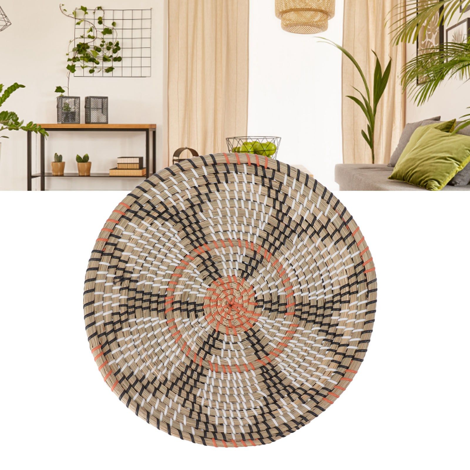 Round Grass Wall Ornaments 35cm Diameter Hand Knitting Hanging Woven Wall view 12