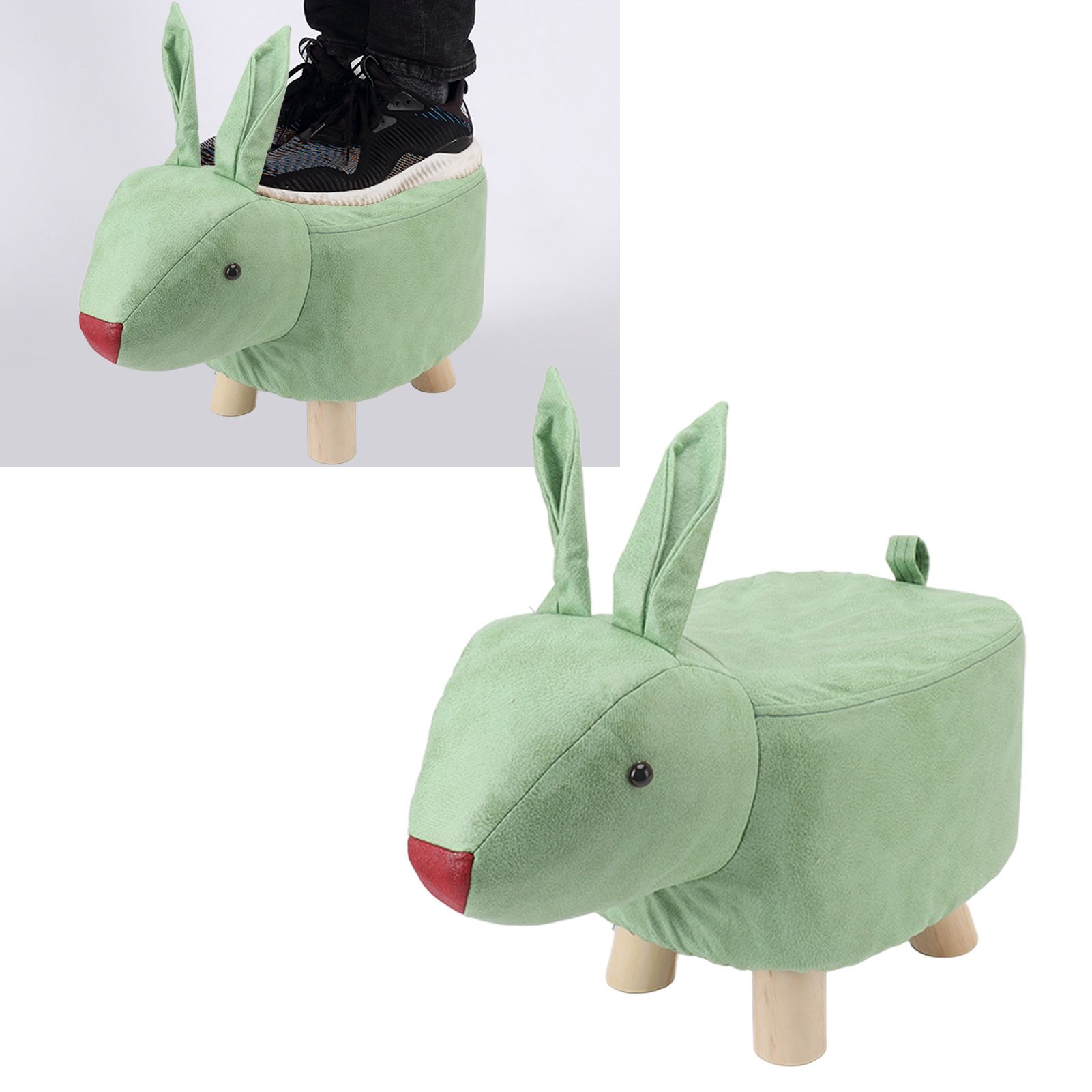 Cartoon Animal Shaped Stool Kid Home Living Room Cute Wooden Footstool for view 10