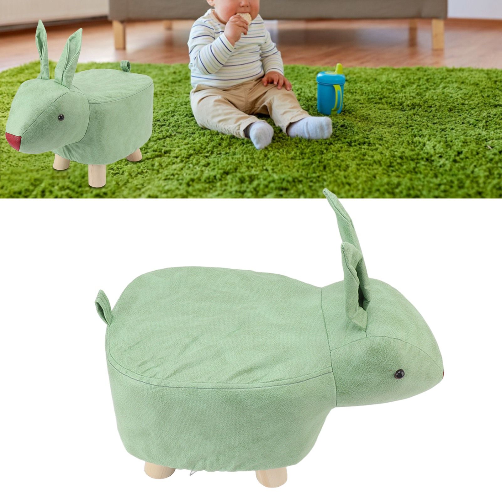 Cartoon Animal Shaped Stool Kid Home Living Room Cute Wooden Footstool for view 12