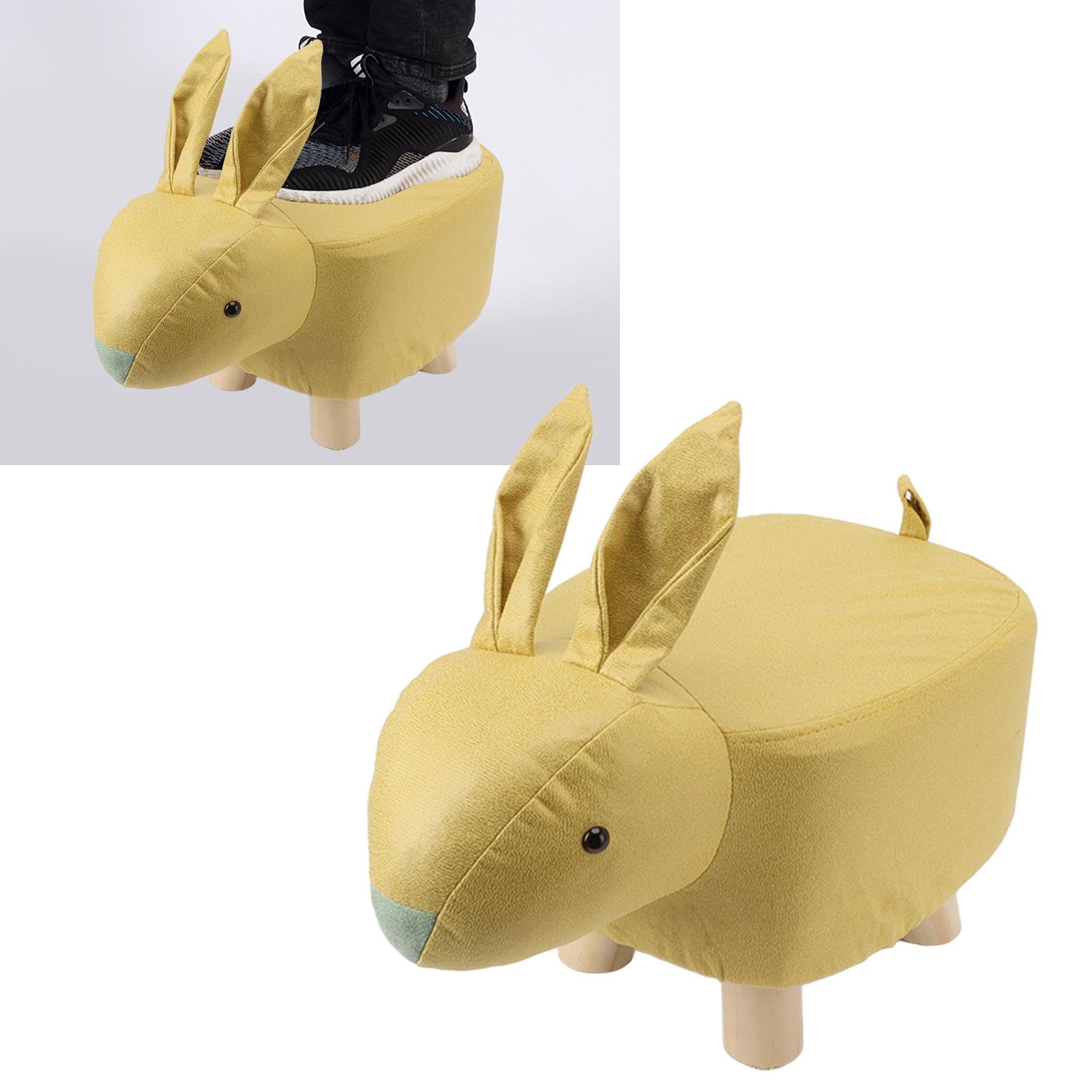 Cartoon Animal Shaped Stool Kid Home Living Room Cute Wooden Footstool for view 10
