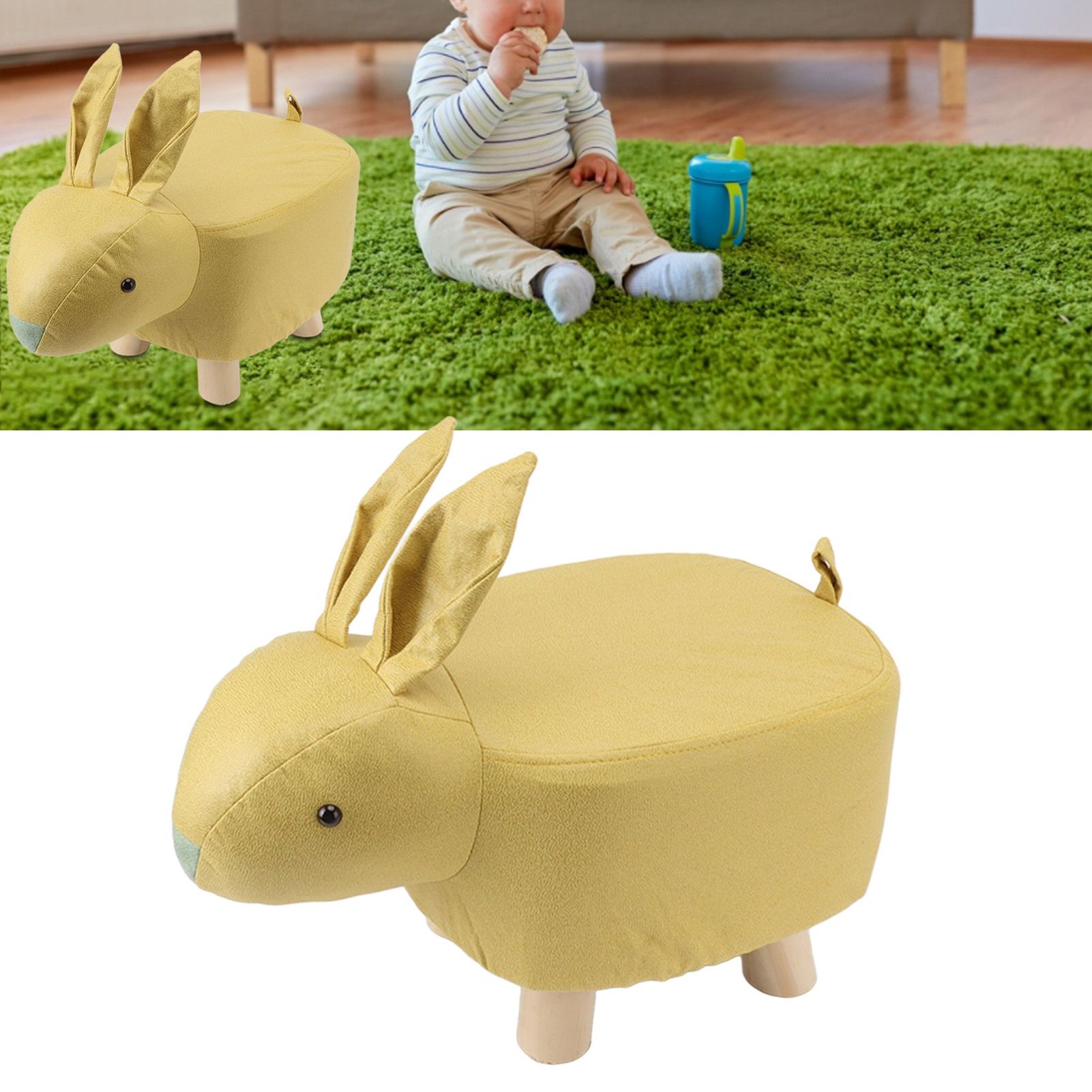 Cartoon Animal Shaped Stool Kid Home Living Room Cute Wooden Footstool for view 12