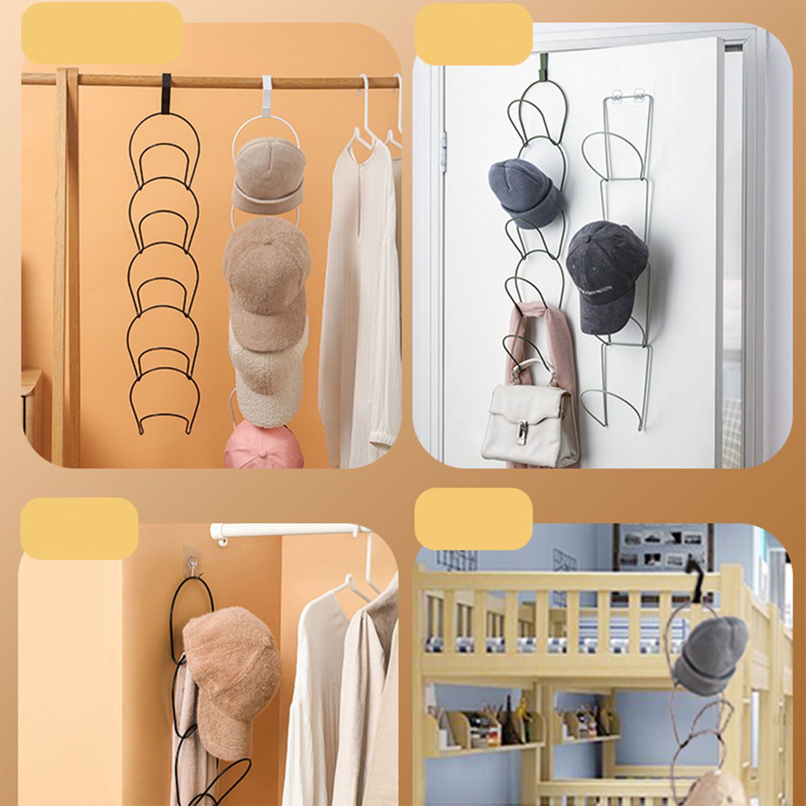 5Pcs Hat Rack Iron Punching Free Multi Layer Multifunctional Space Saving Hat view 6