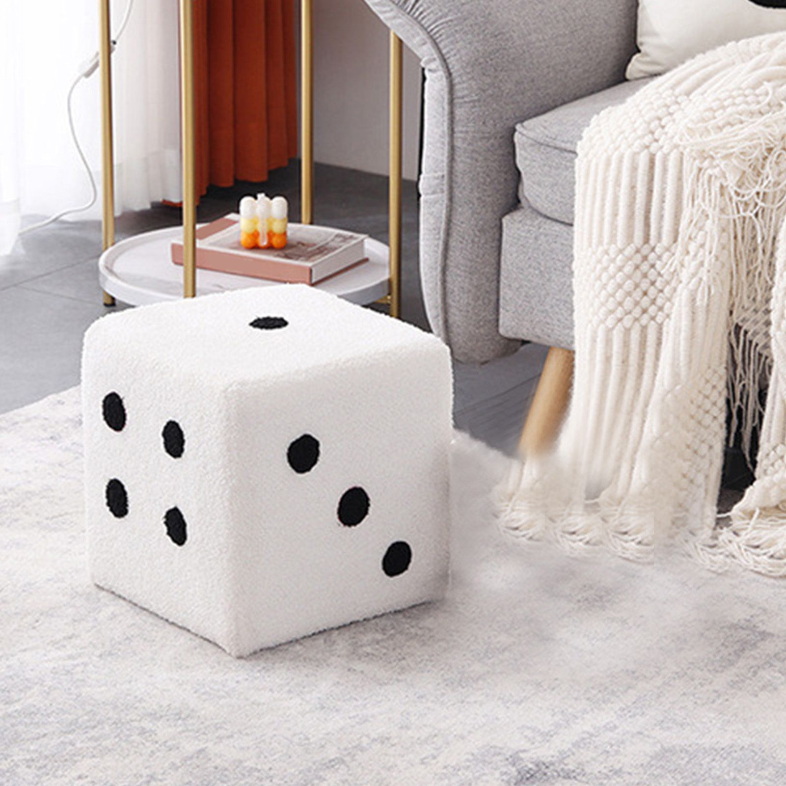 Foot Stool Soft Comfortable Simple Warm Sturdy Base Cube Stool for Home Living view 5