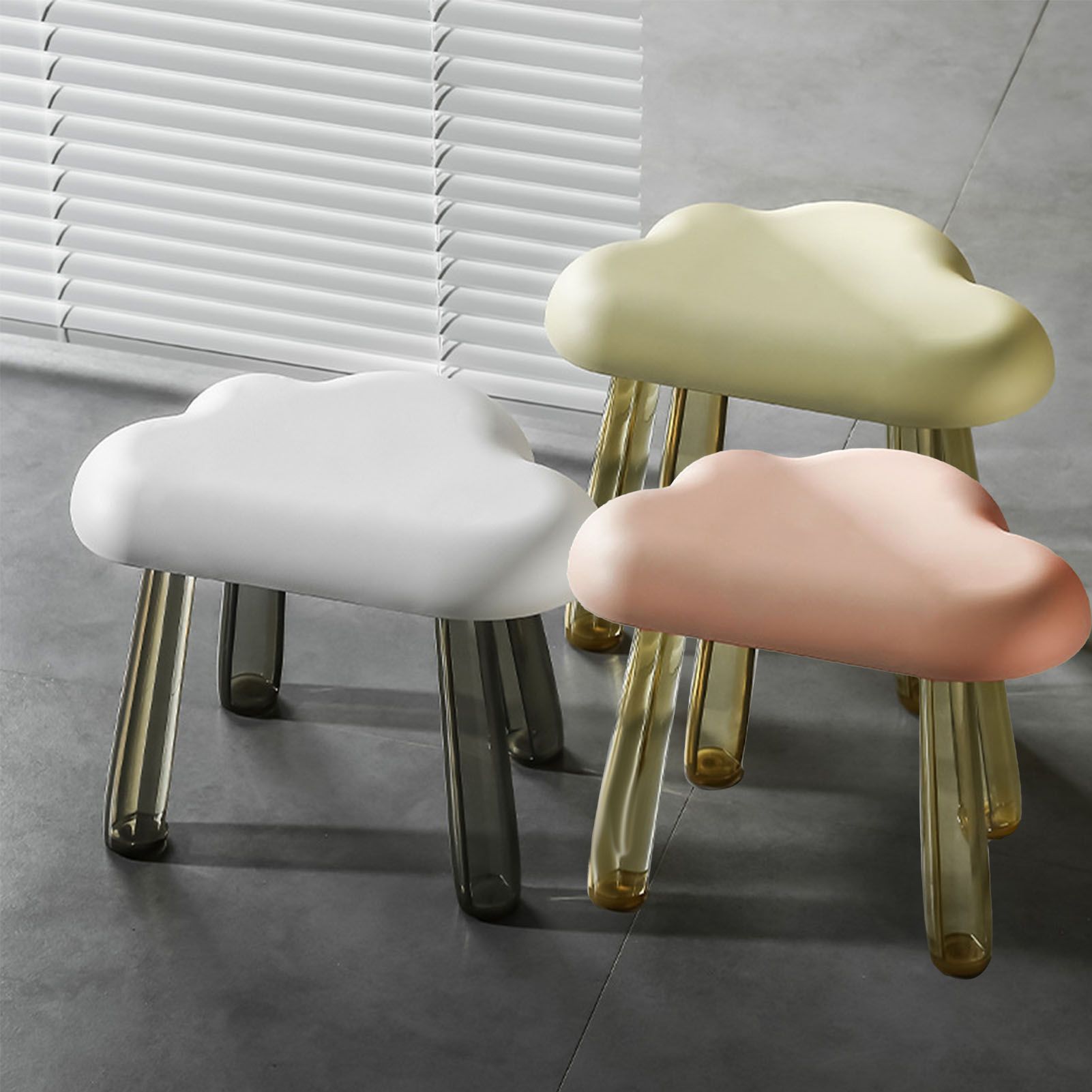 Children Stool Cloud Shape Top Transparent Leg Delicate Plastic Stool Gift view 11