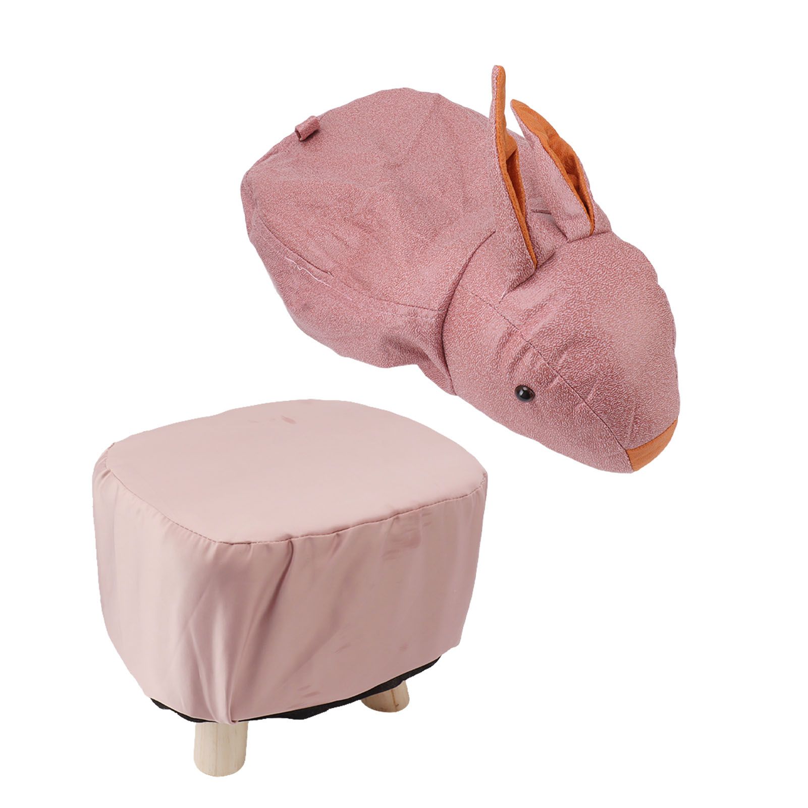 Cute Animal Footstool with Soft Padded Cushion and Prevent Slip Feet Small