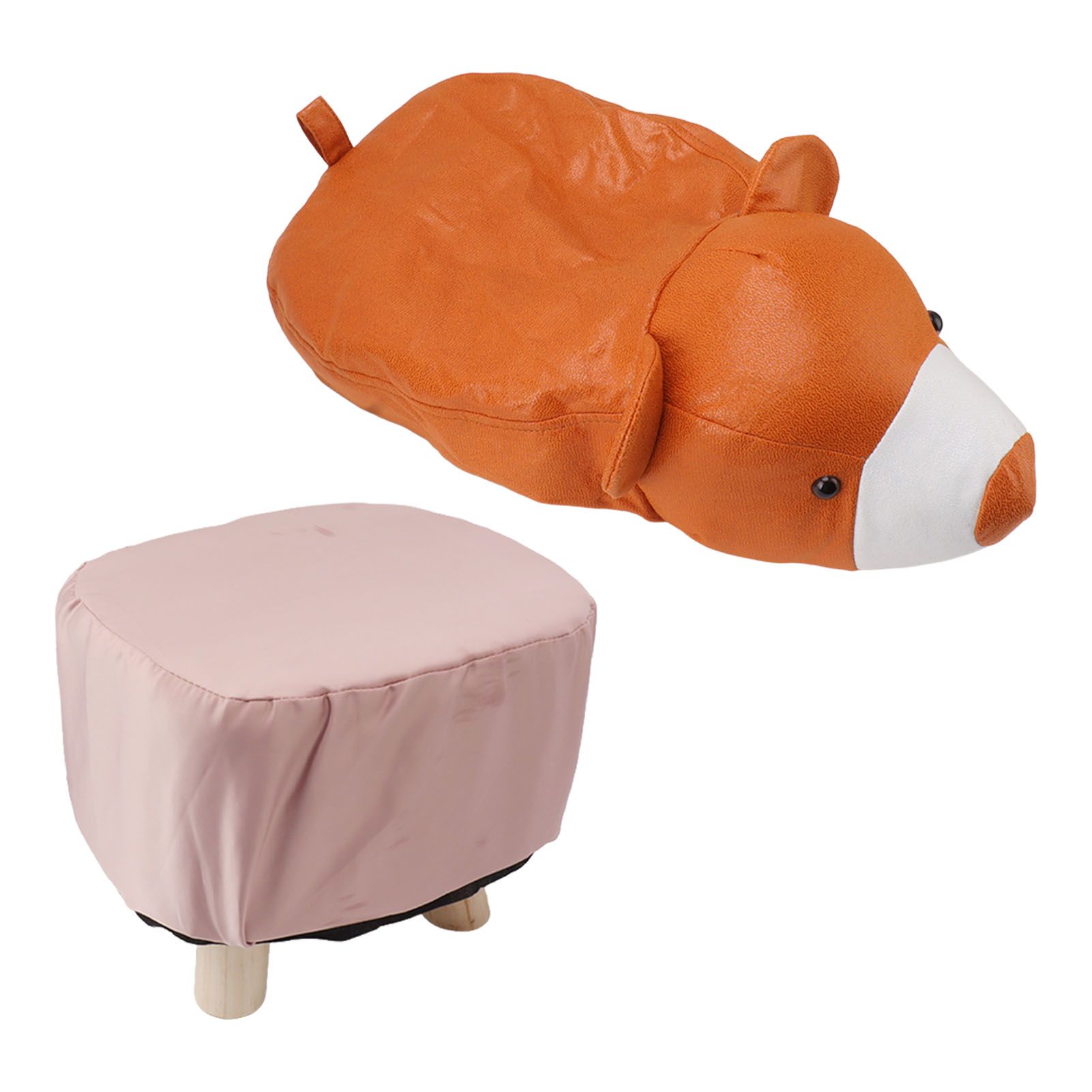 Cute Animal Footstool with Soft Padded Cushion and Prevent Slip Feet Small