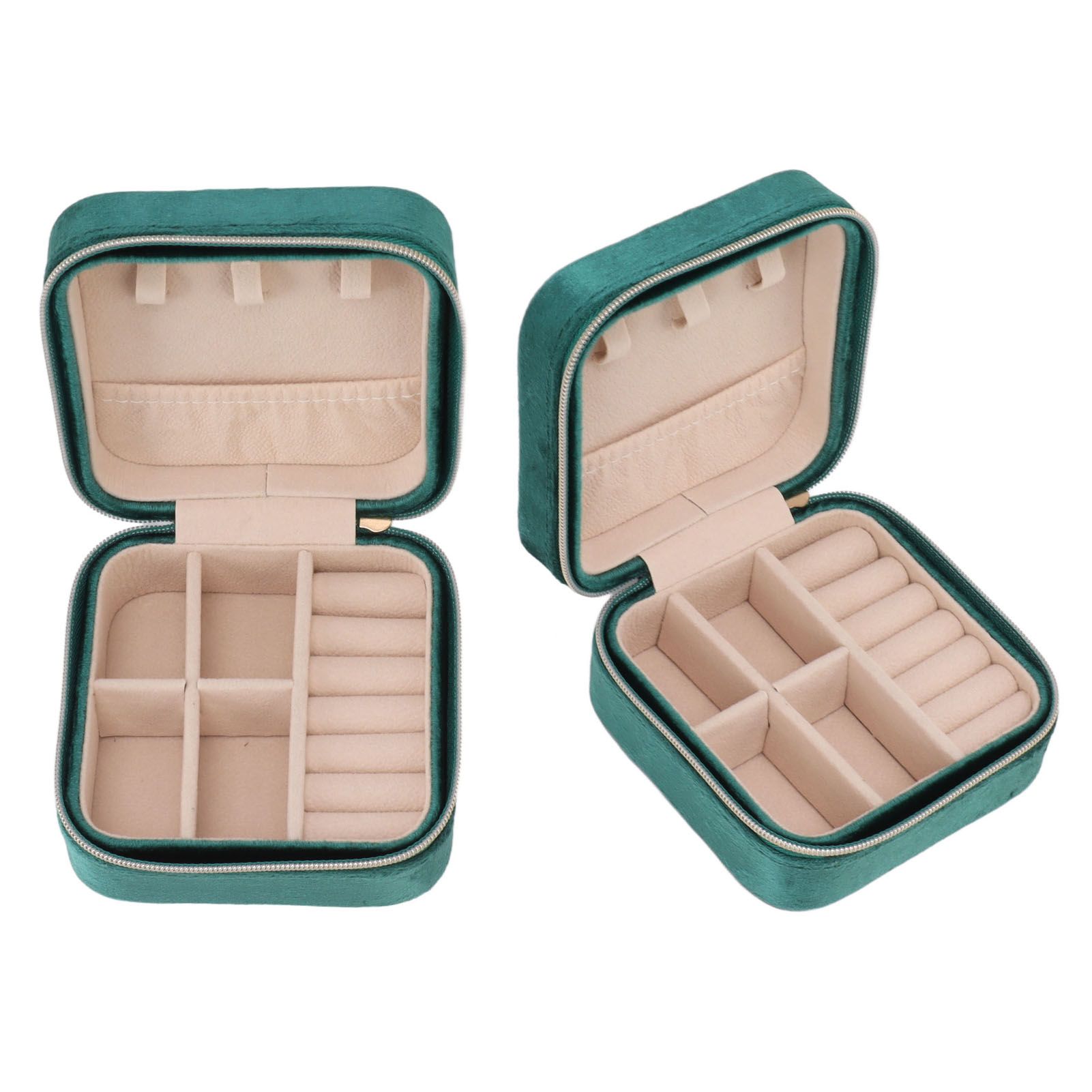 Velvet Jewelry Box Compact Small Zippered Travel Organizer Portable Storage view 3