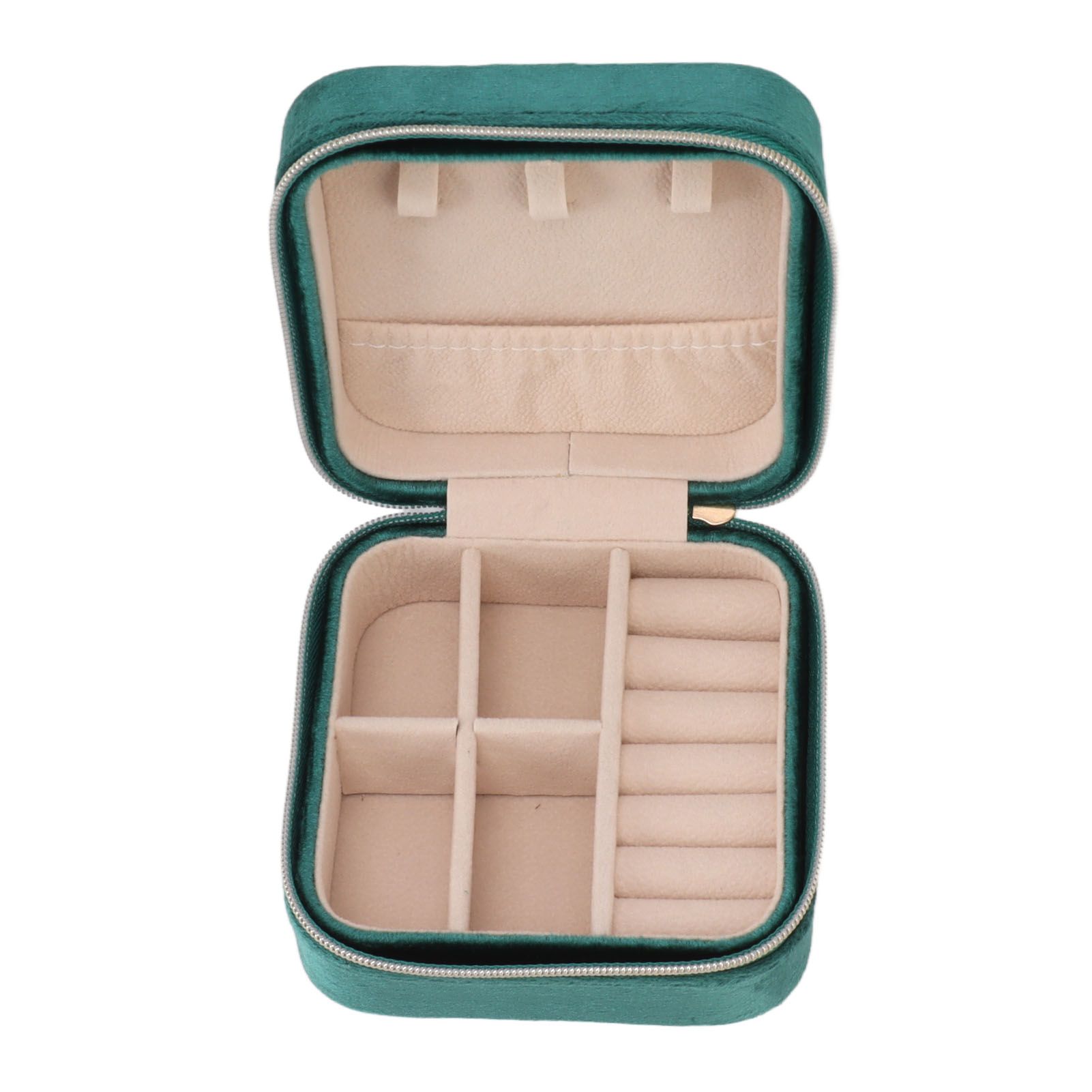 Velvet Jewelry Box Compact Small Zippered Travel Organizer Portable Storage view 6