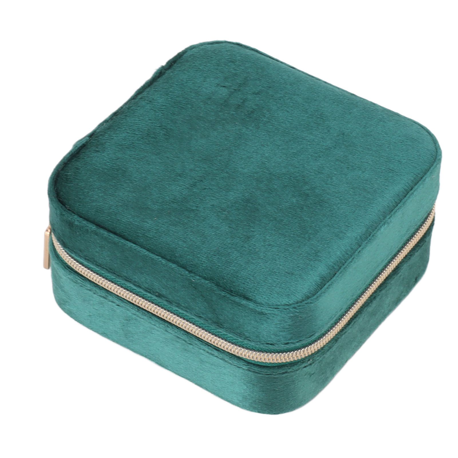 Velvet Jewelry Box Compact Small Zippered Travel Organizer Portable Storage view 8