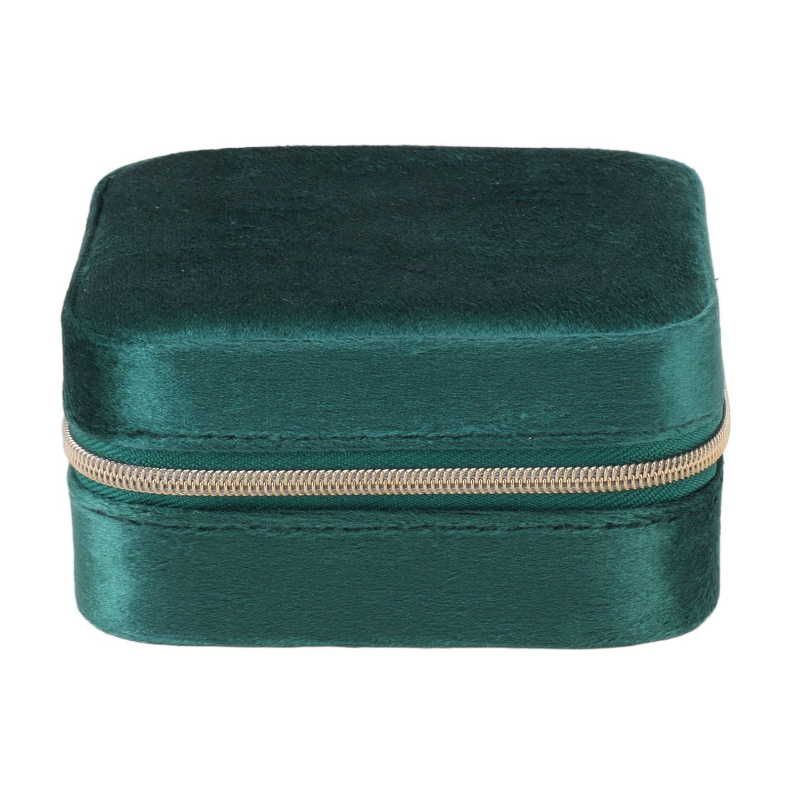 Velvet Jewelry Box Compact Small Zippered Travel Organizer Portable Storage view 9