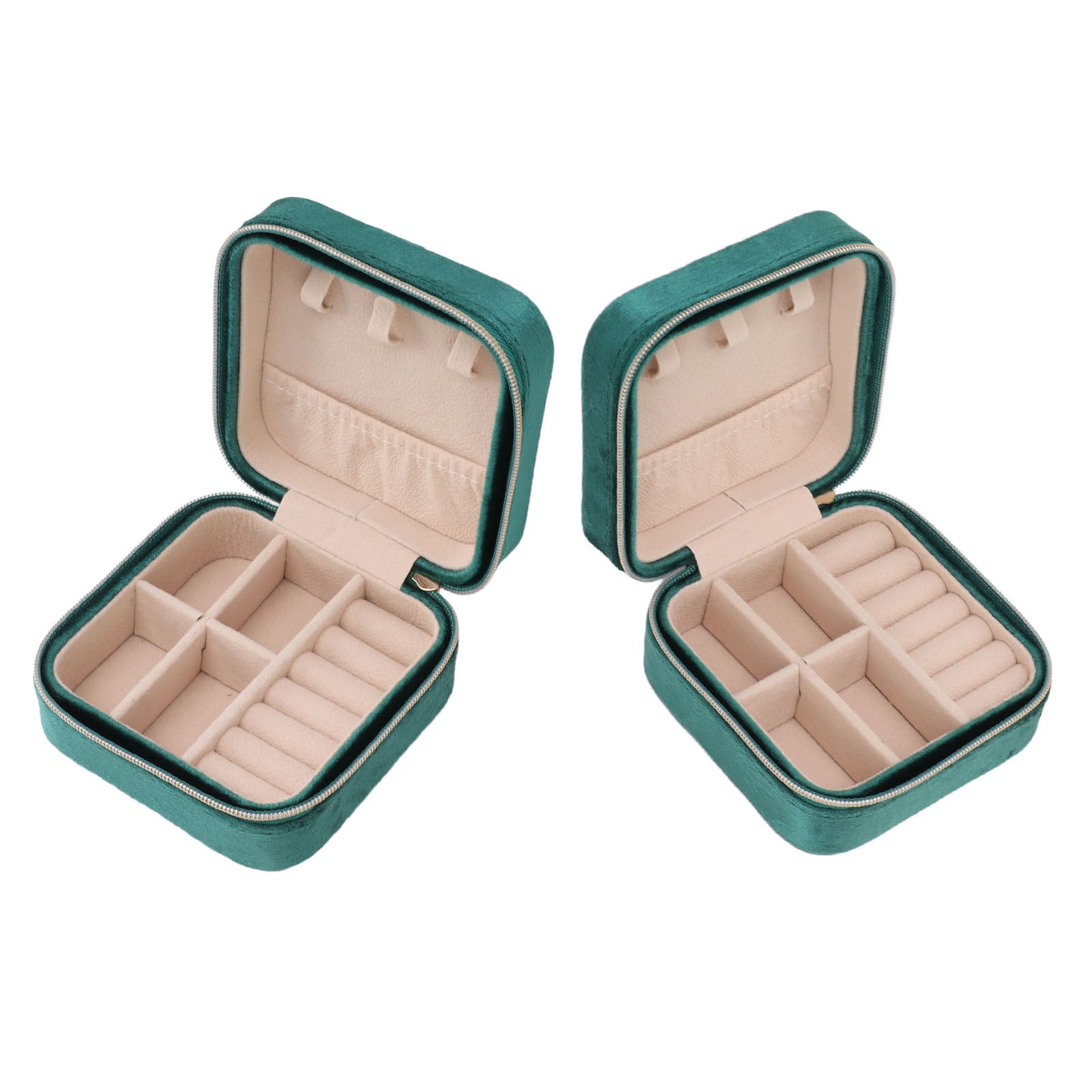 Velvet Jewelry Box Compact Small Zippered Travel Organizer Portable Storage view 10