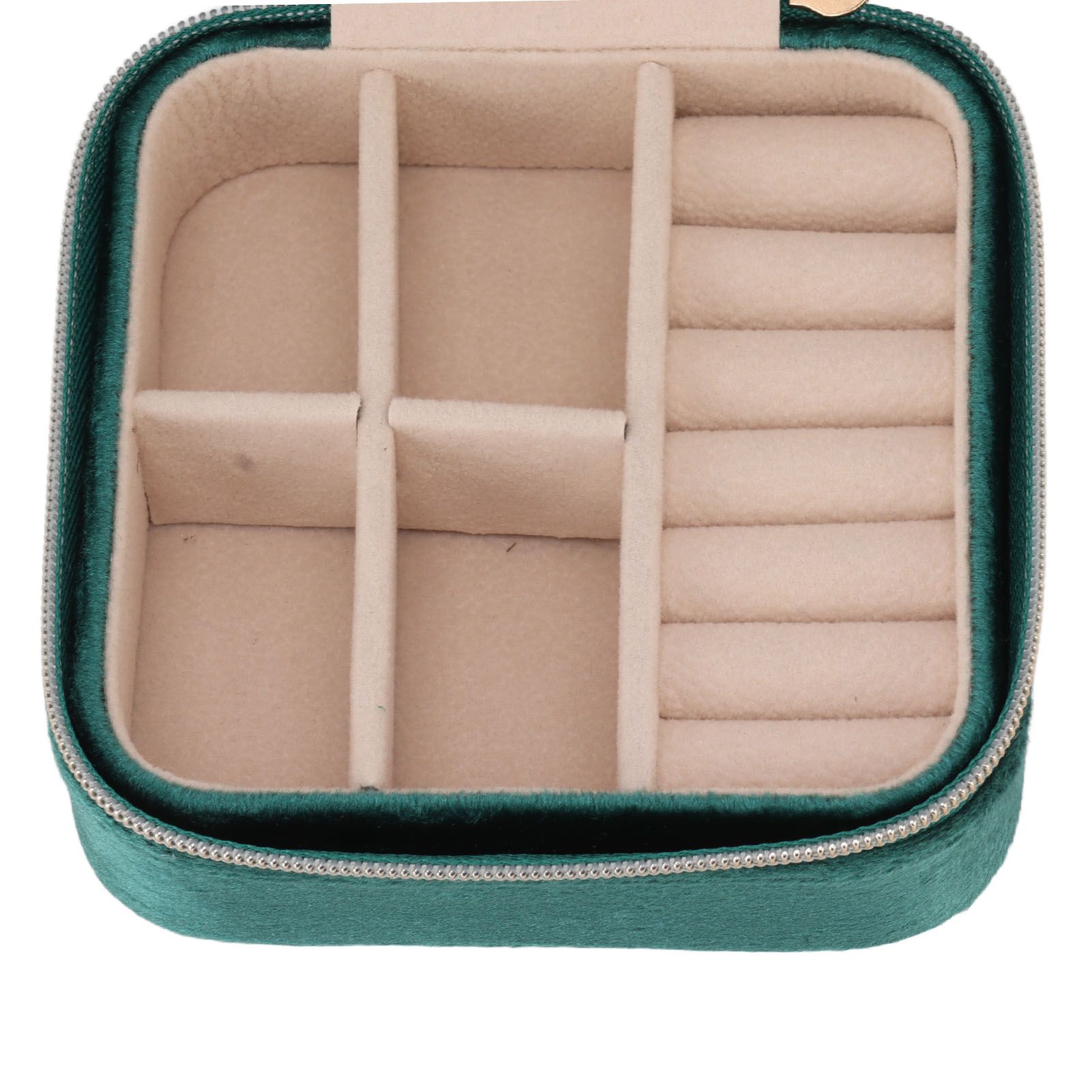 Velvet Jewelry Box Compact Small Zippered Travel Organizer Portable Storage view 14