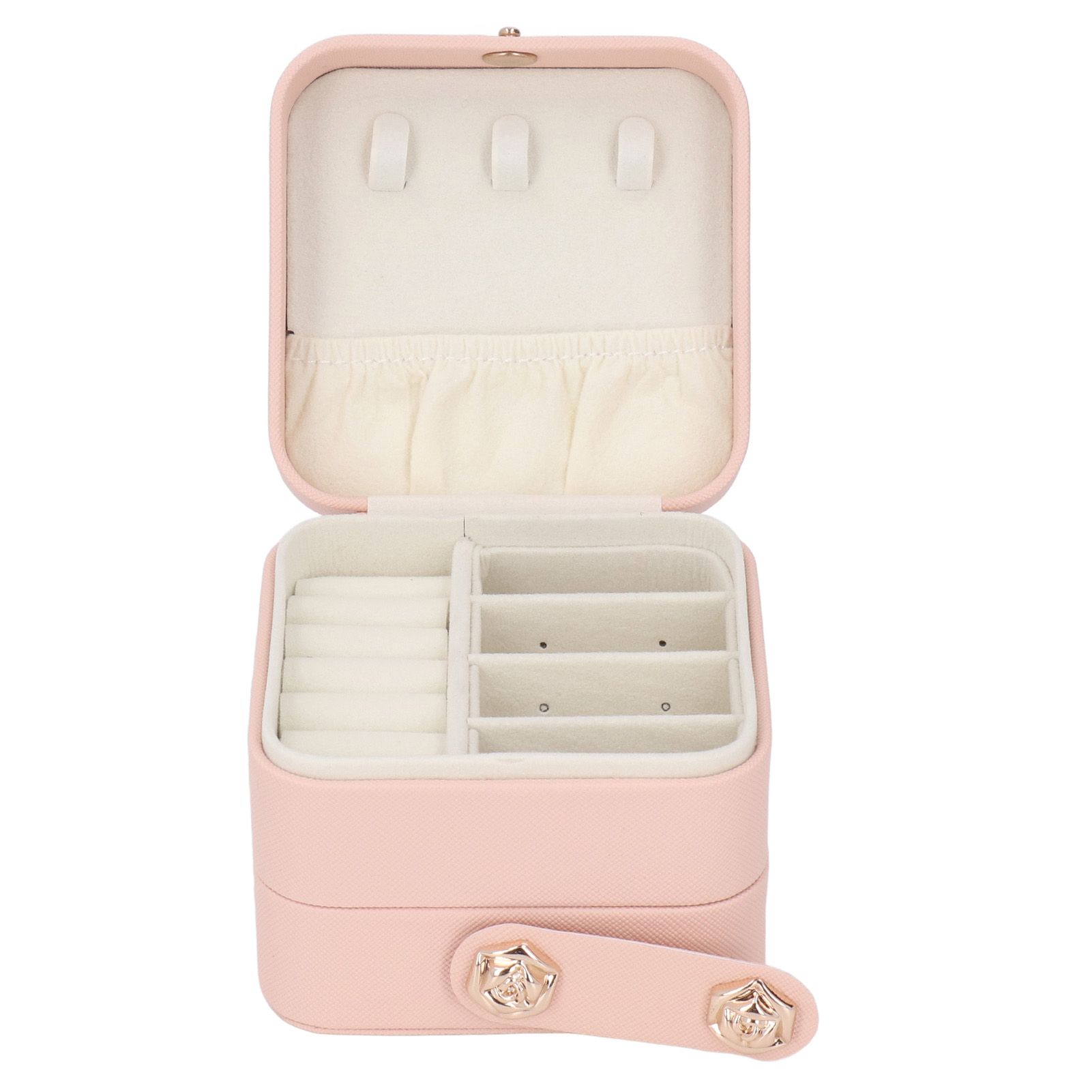 Jewelry Box Pink Portable Multi Layer PU Leather Jewelry Travel Case for Home
