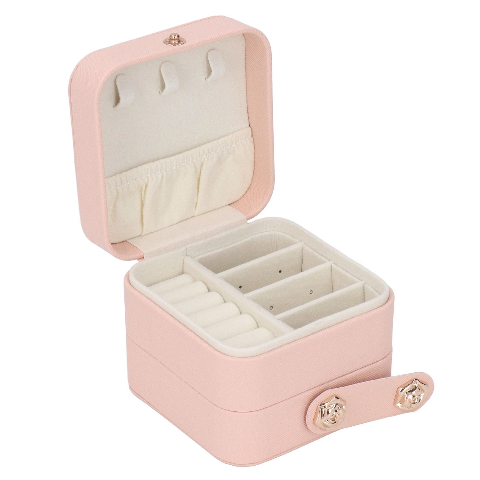 Jewelry Box Pink Portable Multi Layer PU Leather Jewelry Travel Case for Home view 3
