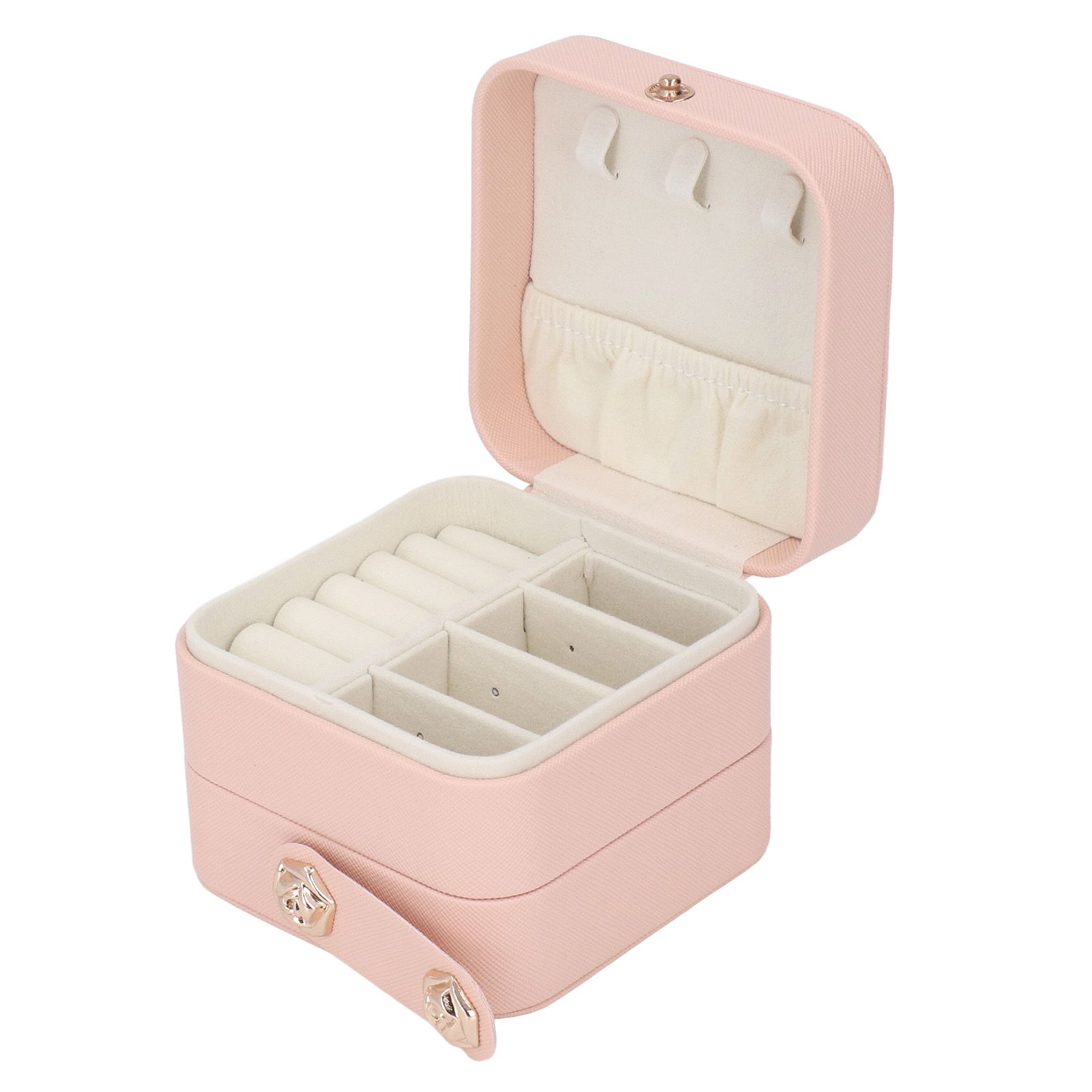 Jewelry Box Pink Portable Multi Layer PU Leather Jewelry Travel Case for Home view 5