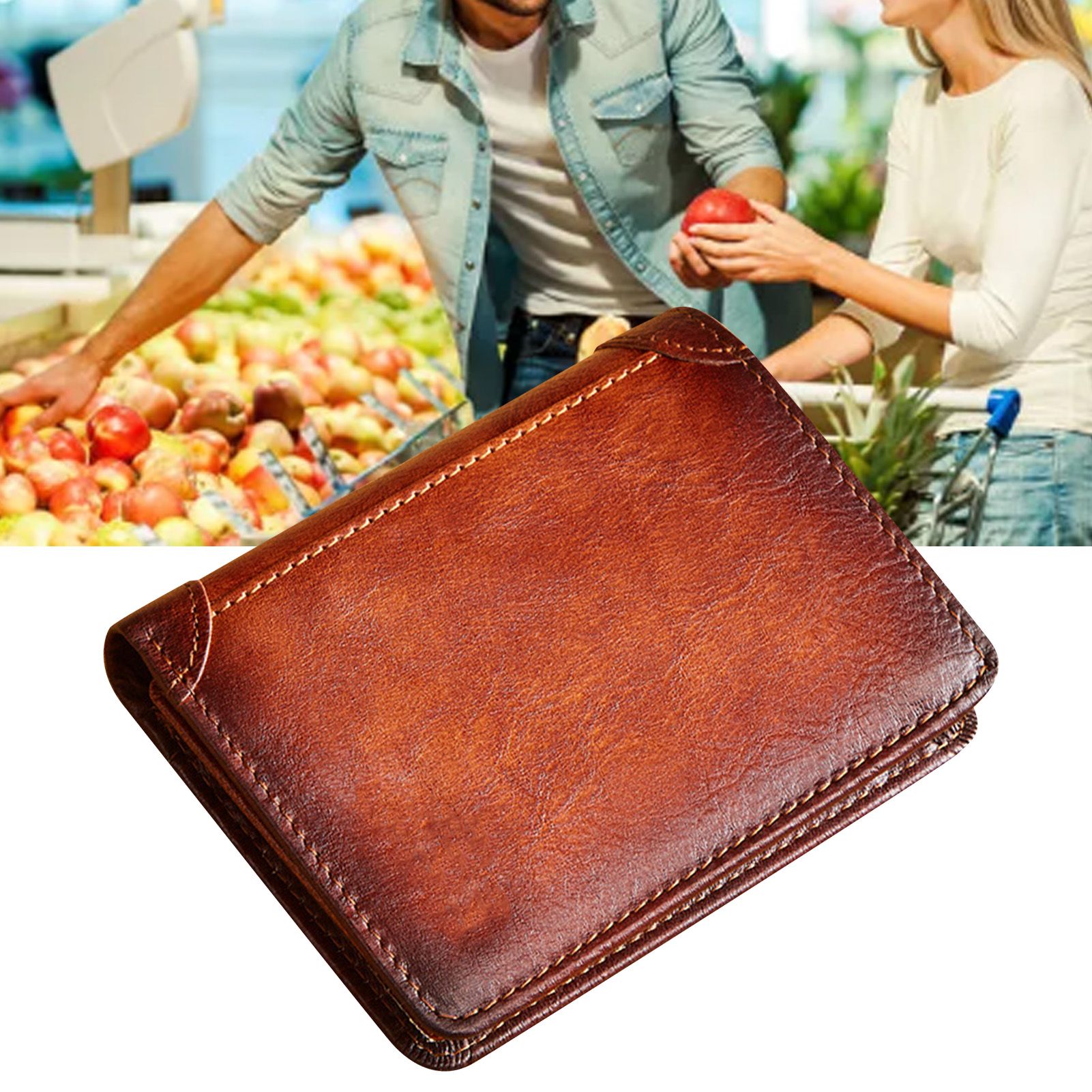 Trifold Wallet Retro Style Large Space Multi Card Slots Men Leather Wallet view 5