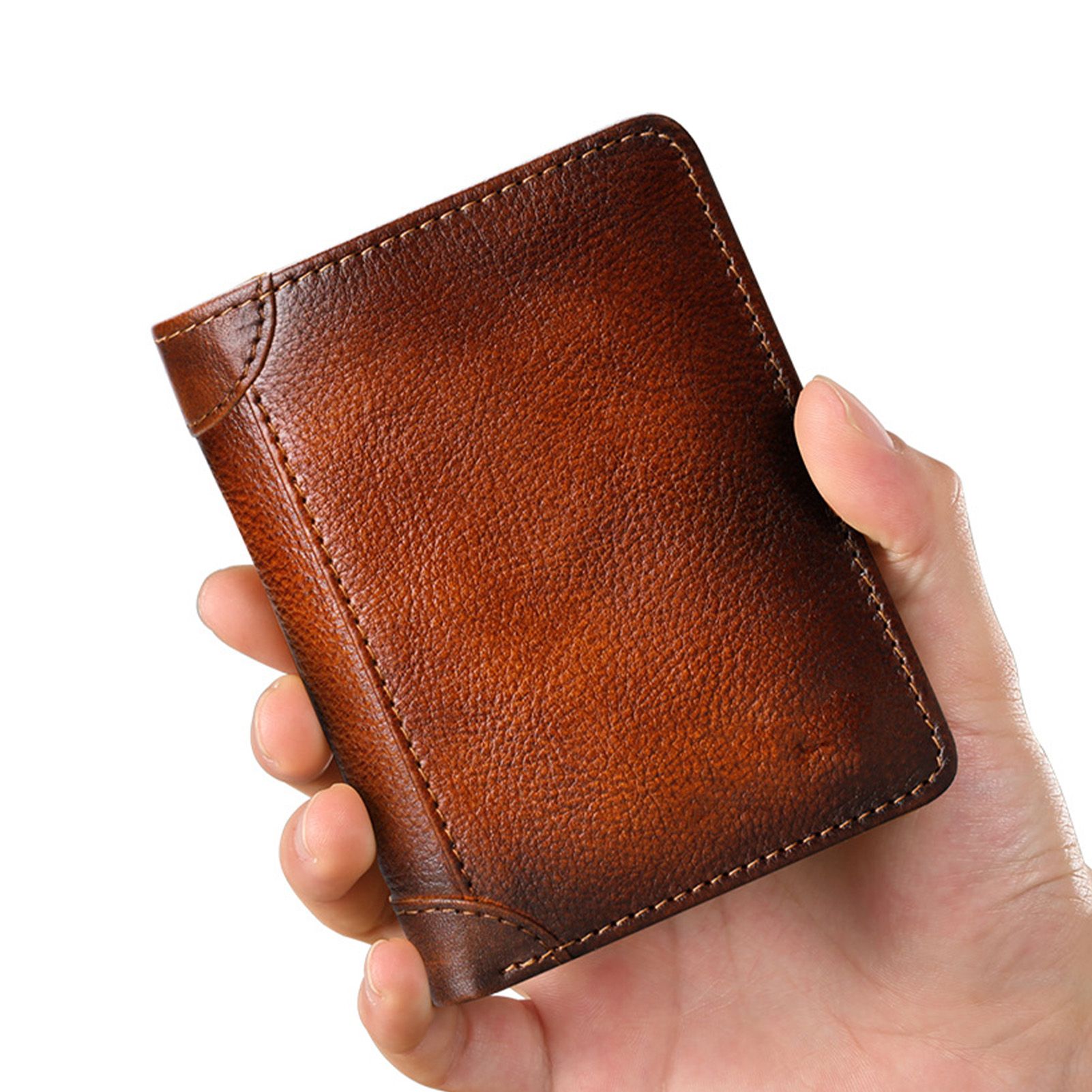 Trifold Wallet Retro Style Large Space Multi Card Slots Men Leather Wallet view 11