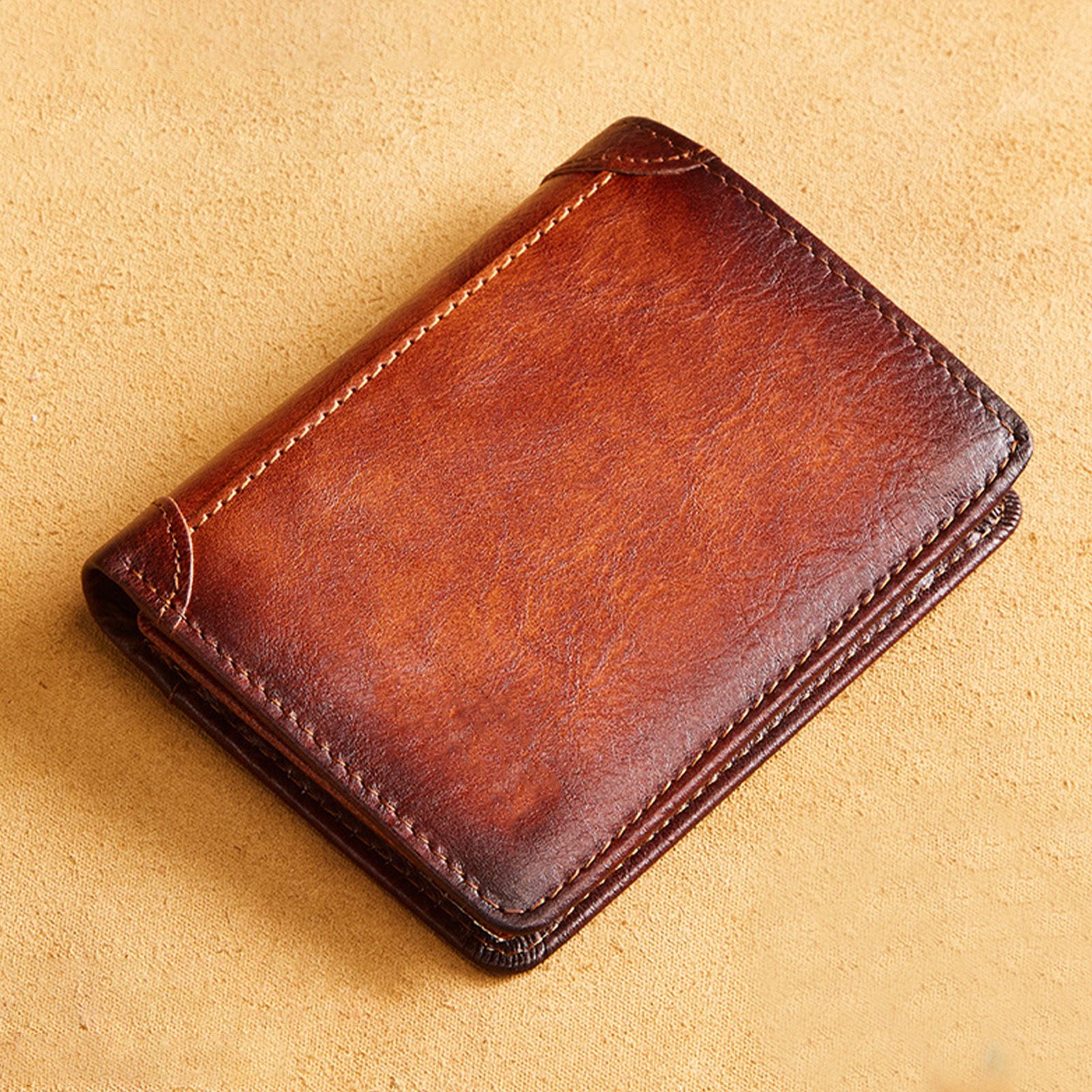 Trifold Wallet Retro Style Large Space Multi Card Slots Men Leather Wallet view 12