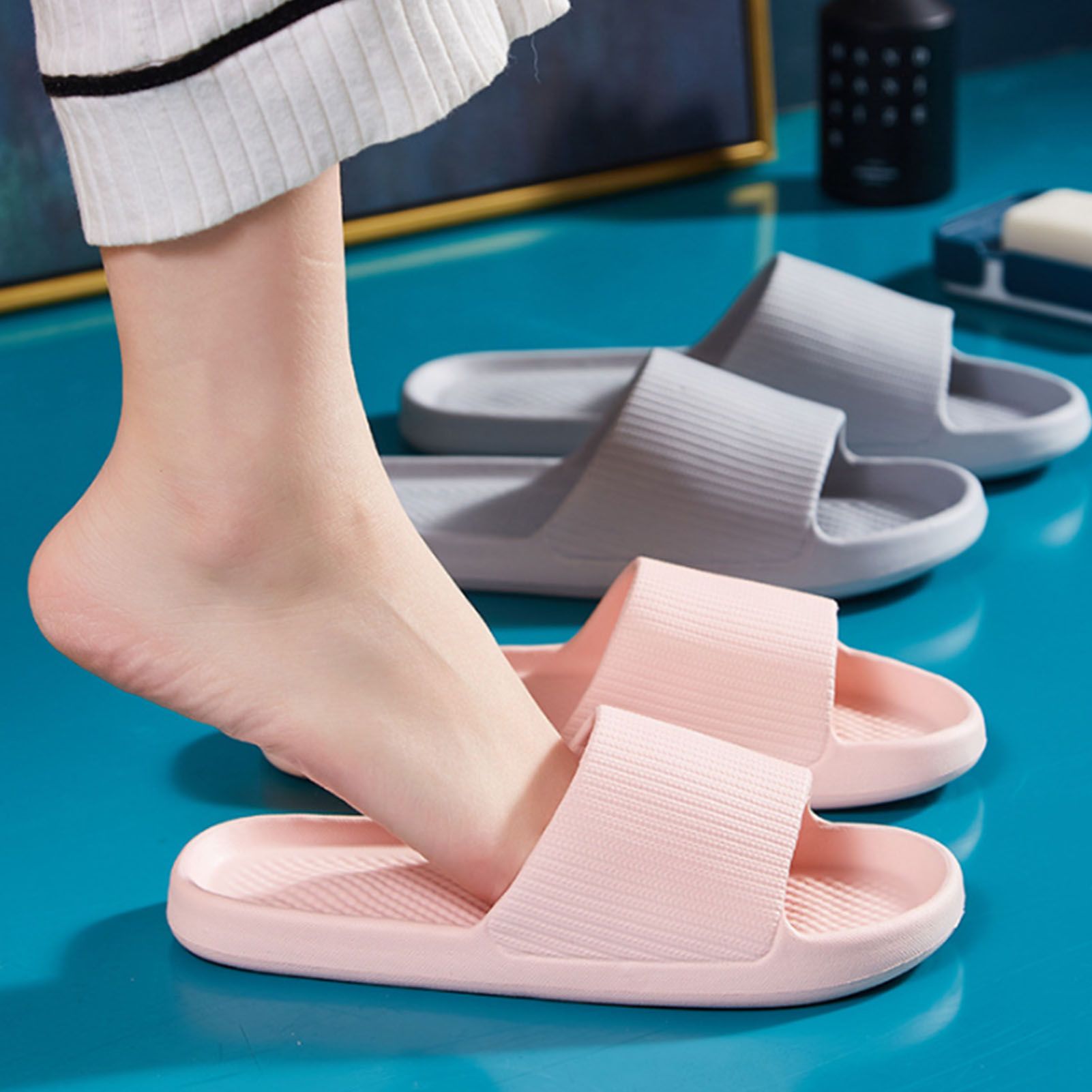 Bathroom Slippers Anti Slip Soft Thick Sole Integrated Lightweight Home view 5