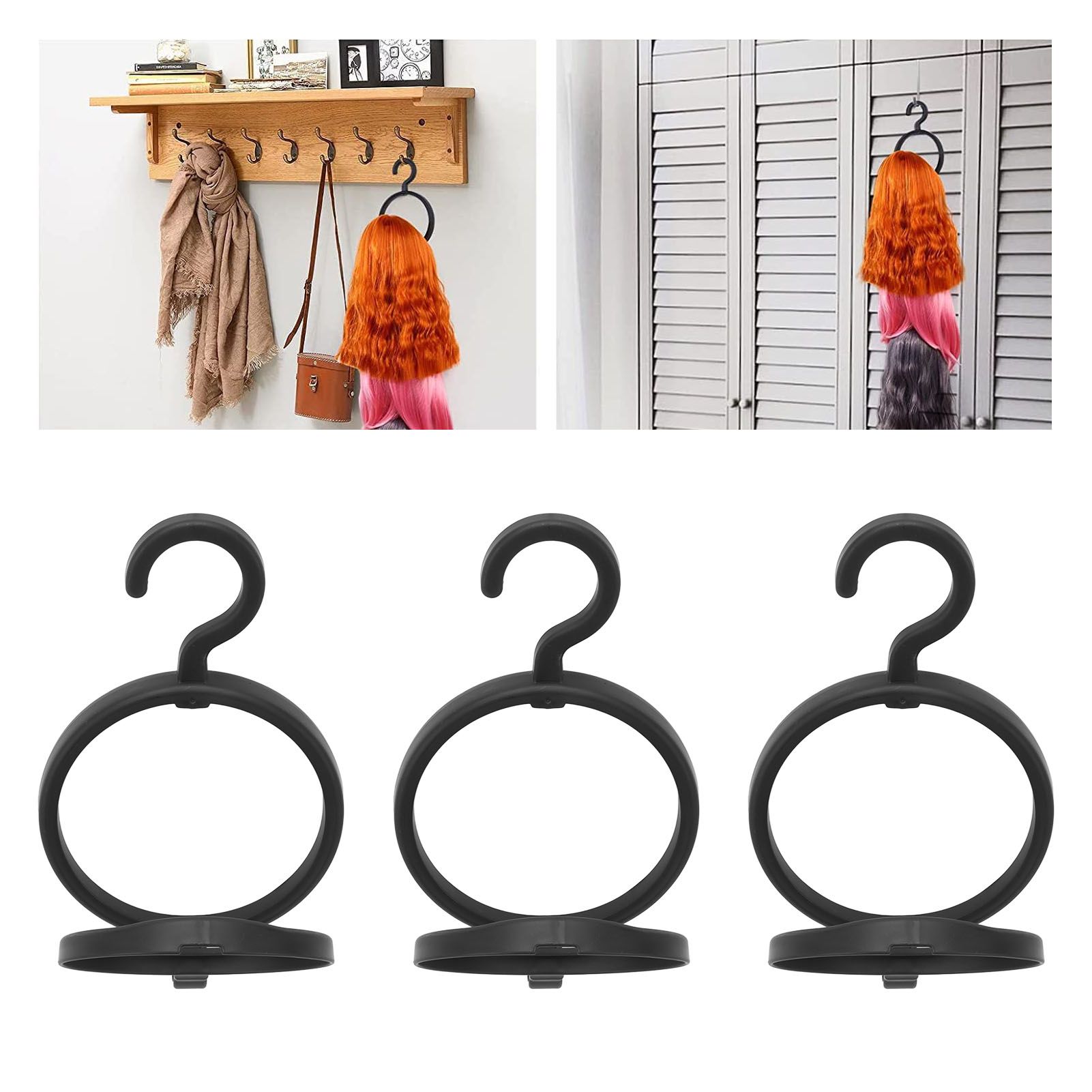 3Pcs Hanging Wig Stand Space Saving Portable Plastic Wig Display Hanger for view 12
