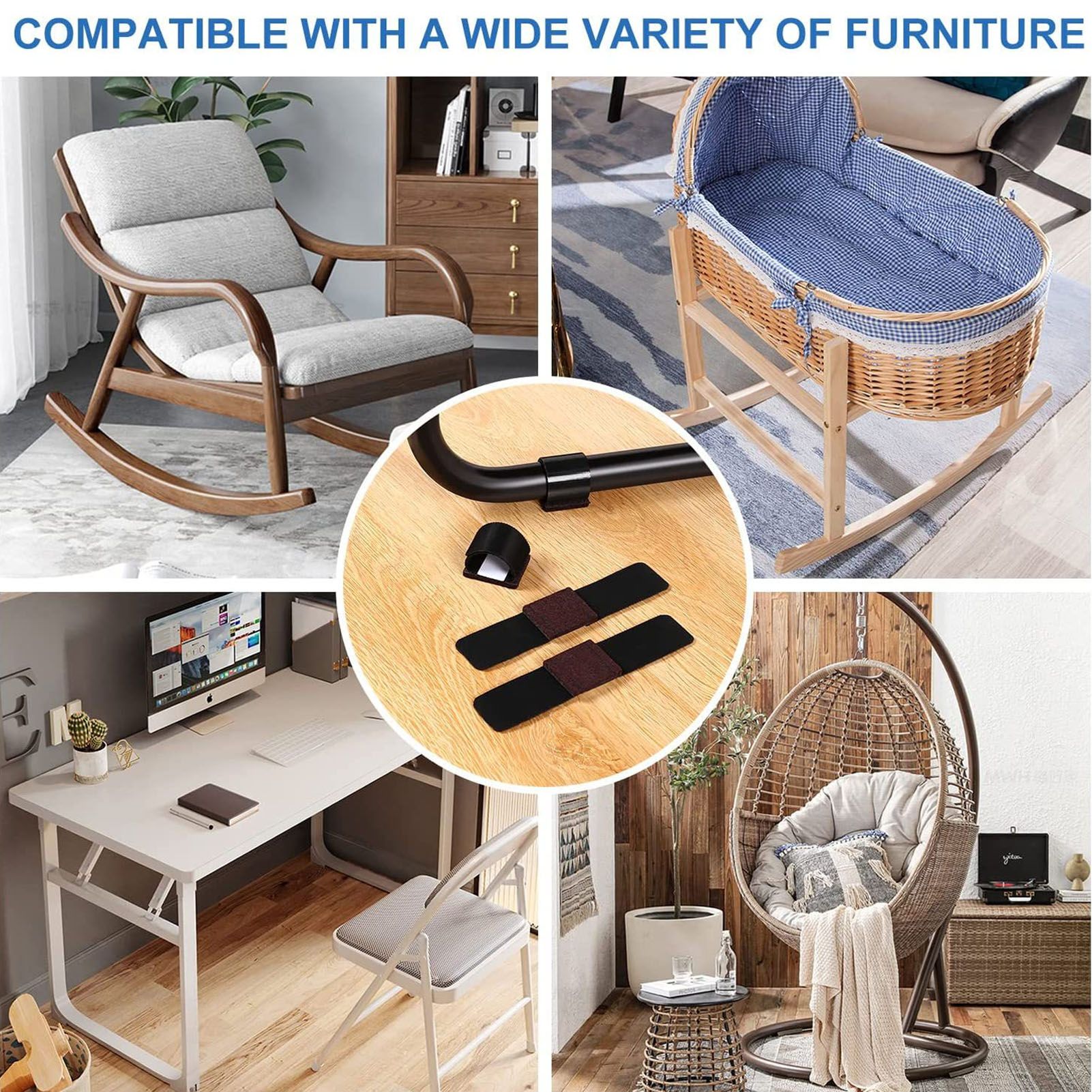 Arched Felt Furniture Pads with Hook Loop Fasteners Sled Base Floor Saver view 15
