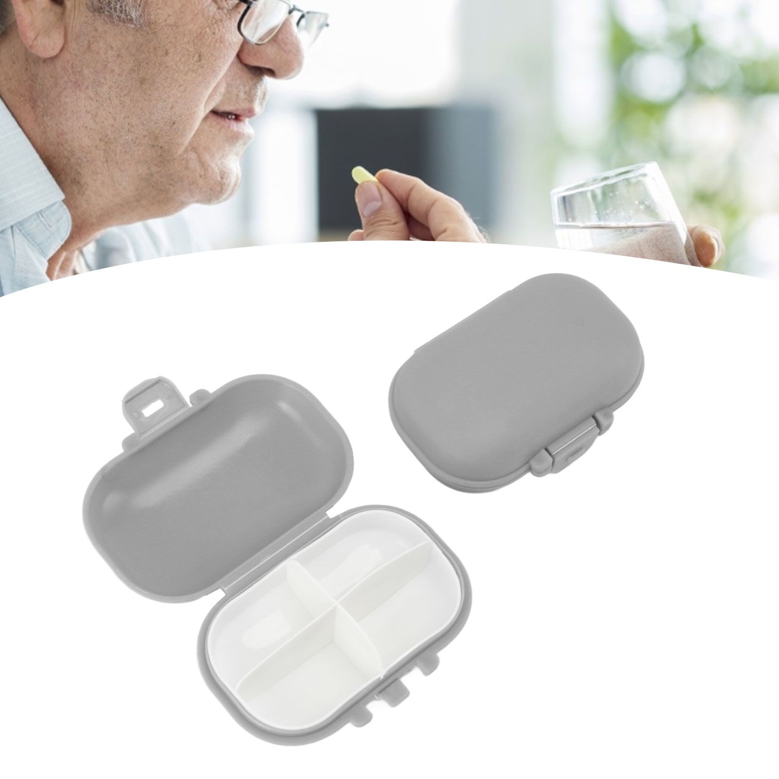 7PCS Medicine Case Portable Detachable Safe Mini 4 Compartments Medicine view 11