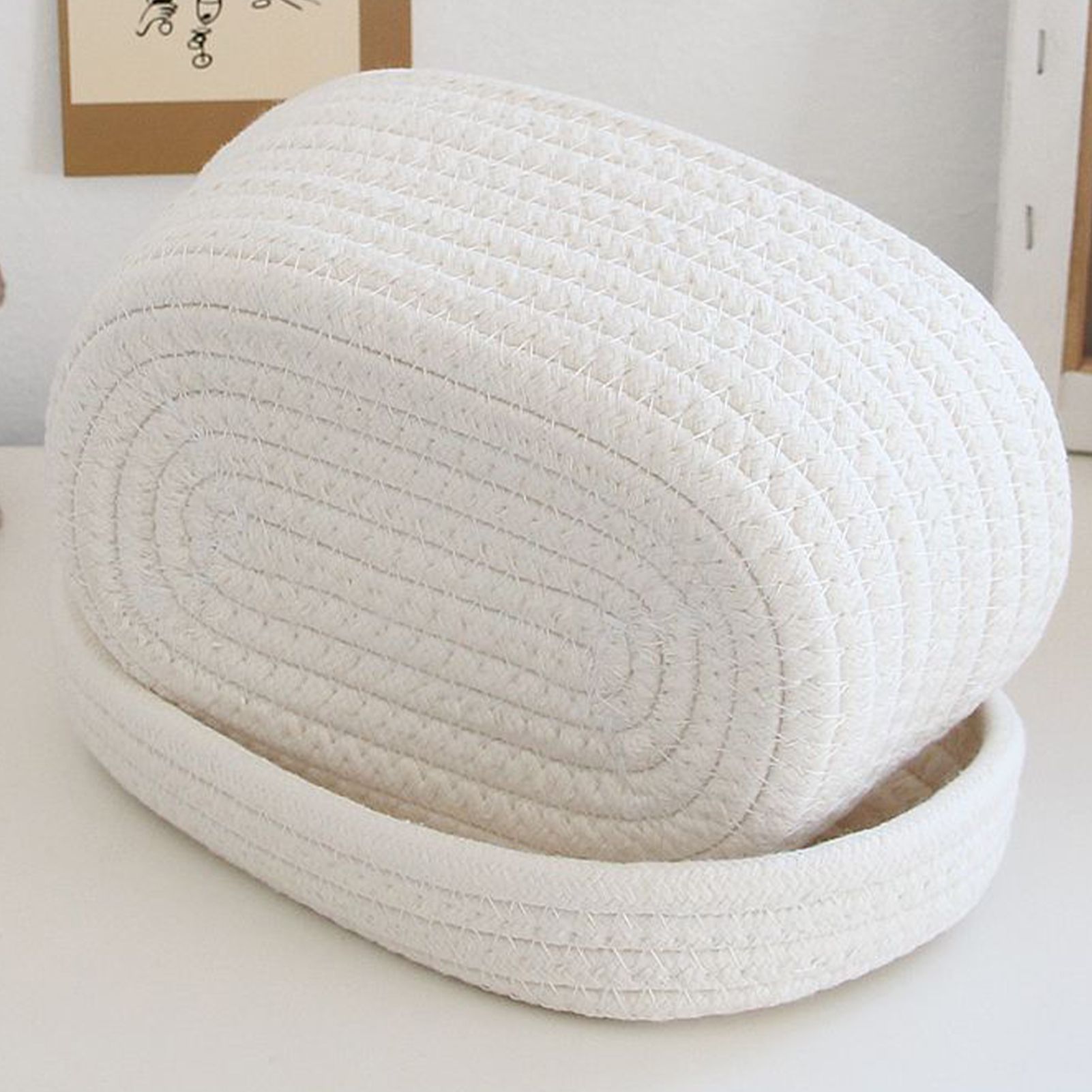 Tissue Box Cover Handmade Cotton Rope Napkin Tissue Holder Decorative view 8