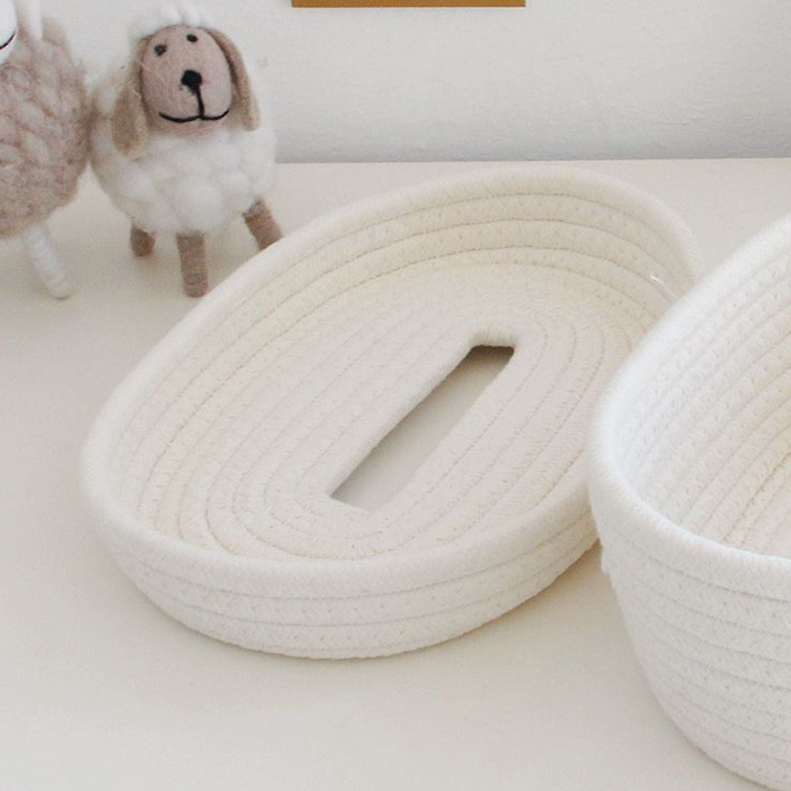 Tissue Box Cover Handmade Cotton Rope Napkin Tissue Holder Decorative view 9