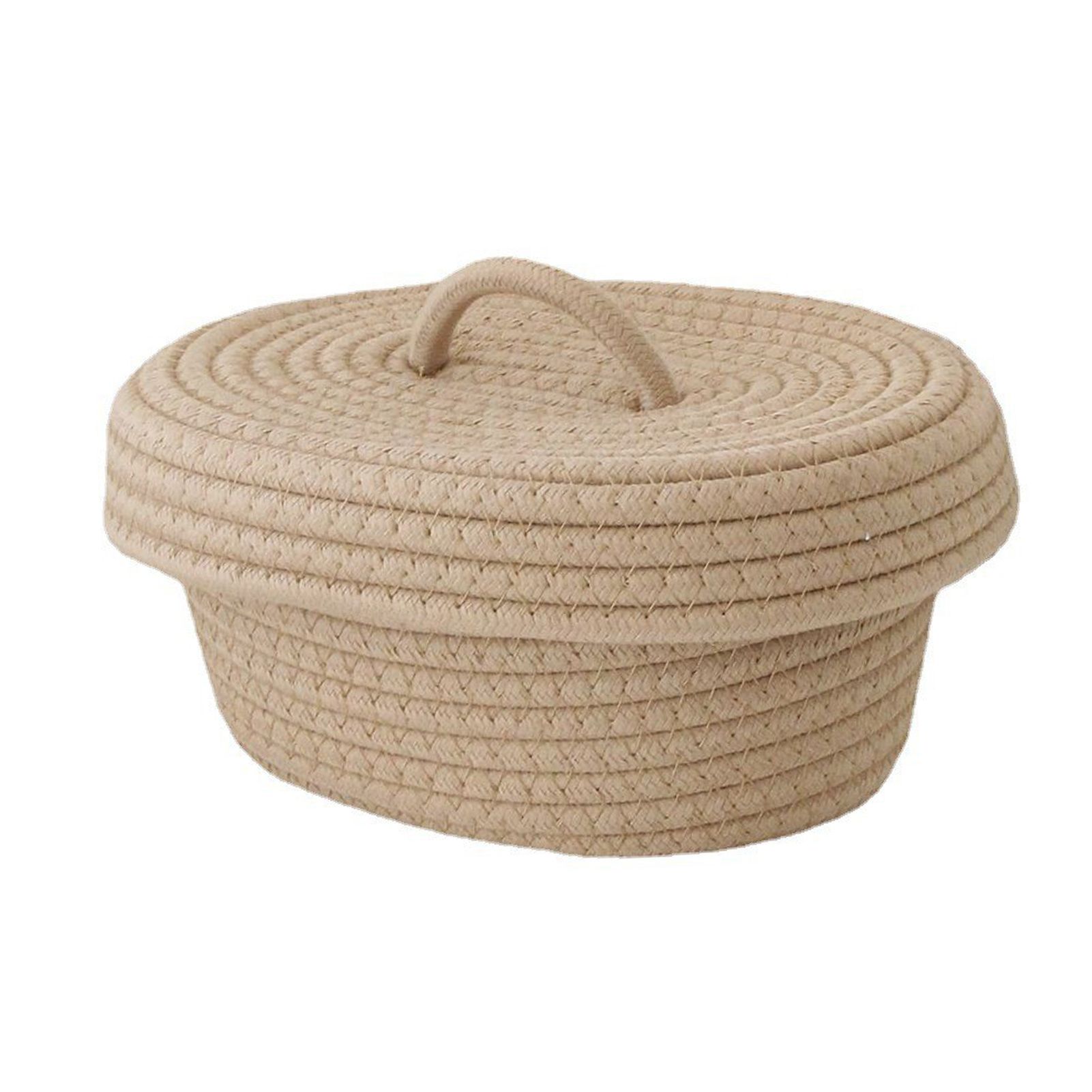 Desktop Storage Box with Lid Handmade Cotton Rope Storage Basket for Makeup view 2