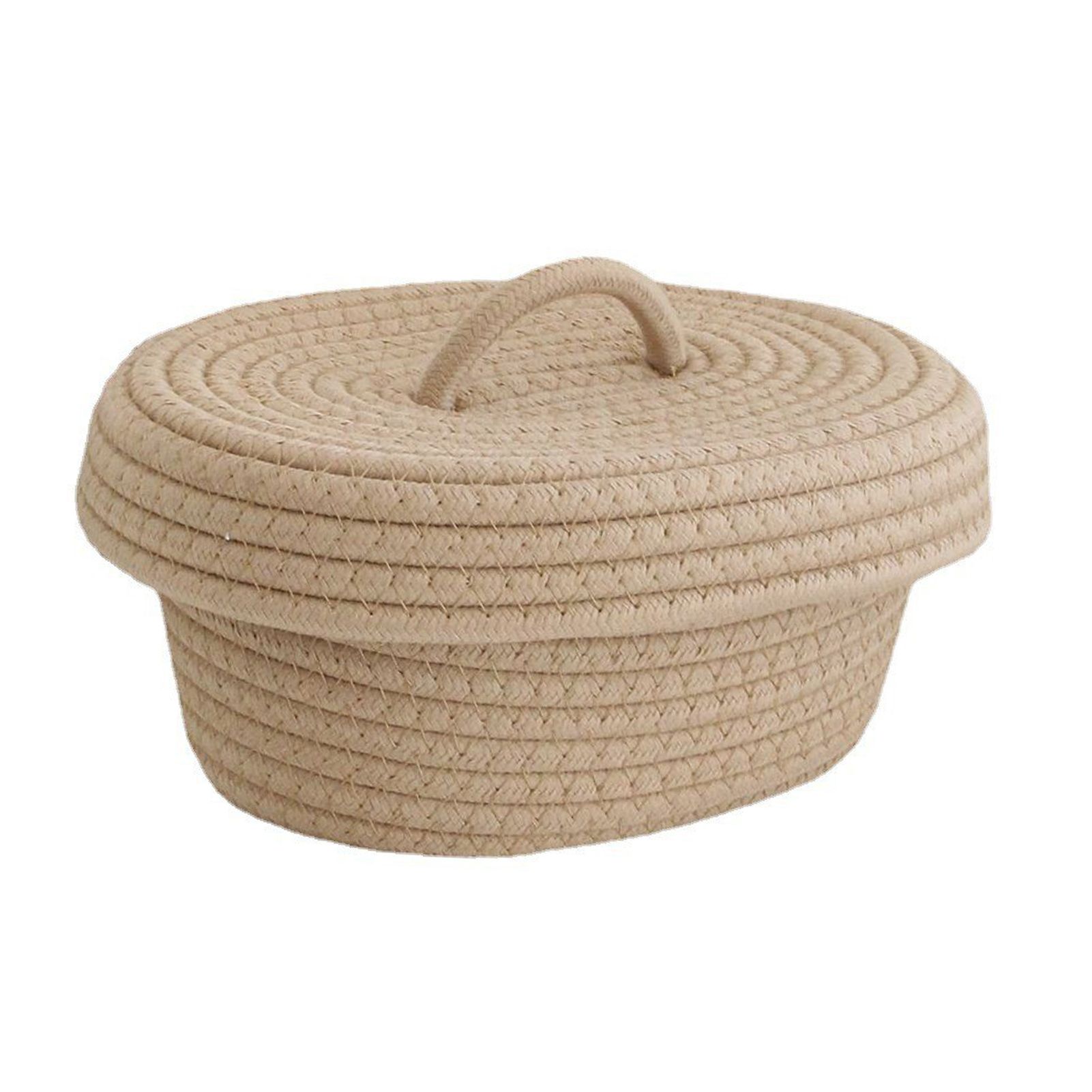 Desktop Storage Box with Lid Handmade Cotton Rope Storage Basket for Makeup view 4