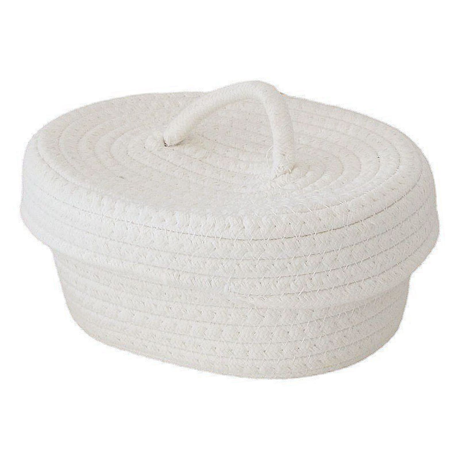 Desktop Storage Box with Lid Handmade Cotton Rope Storage Basket for Makeup view 2