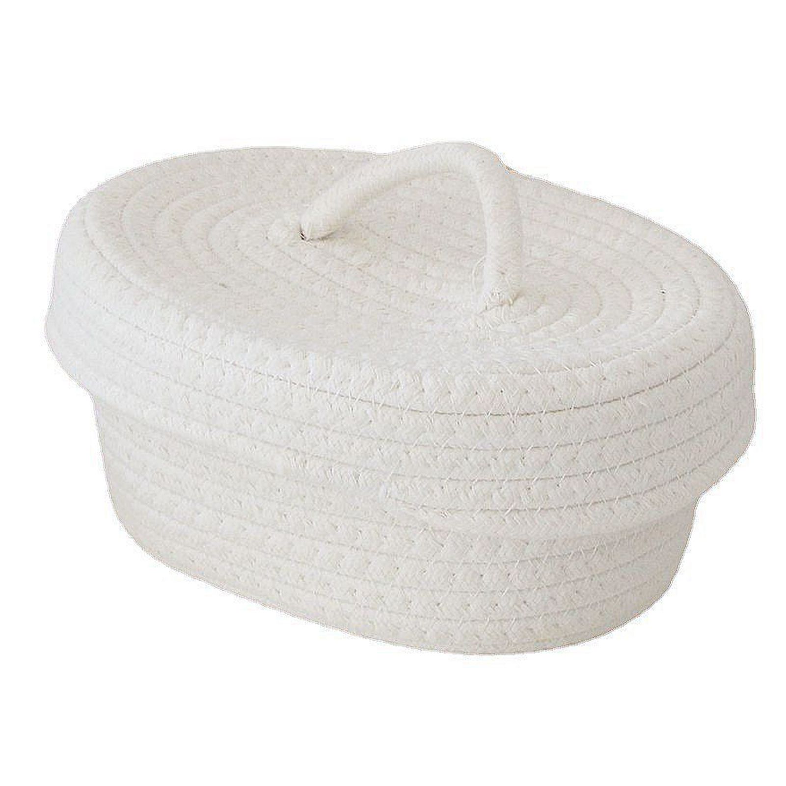 Desktop Storage Box with Lid Handmade Cotton Rope Storage Basket for Makeup view 3