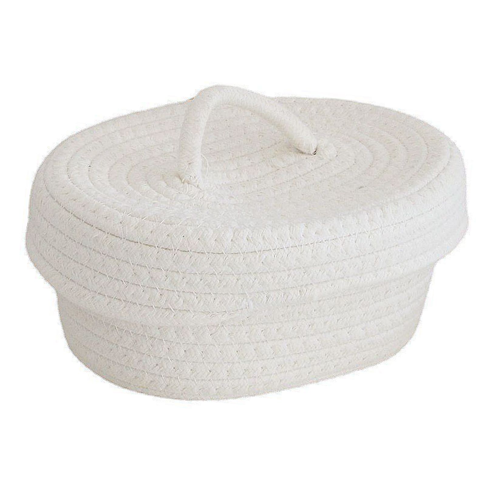 Desktop Storage Box with Lid Handmade Cotton Rope Storage Basket for Makeup view 4