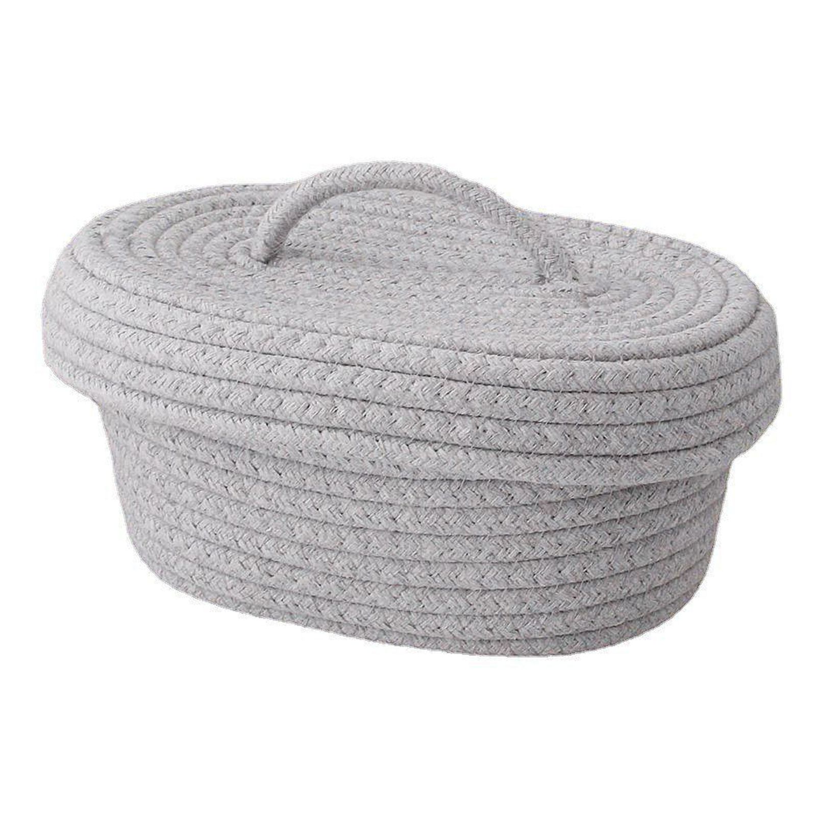 Desktop Storage Box with Lid Handmade Cotton Rope Storage Basket for Makeup view 3