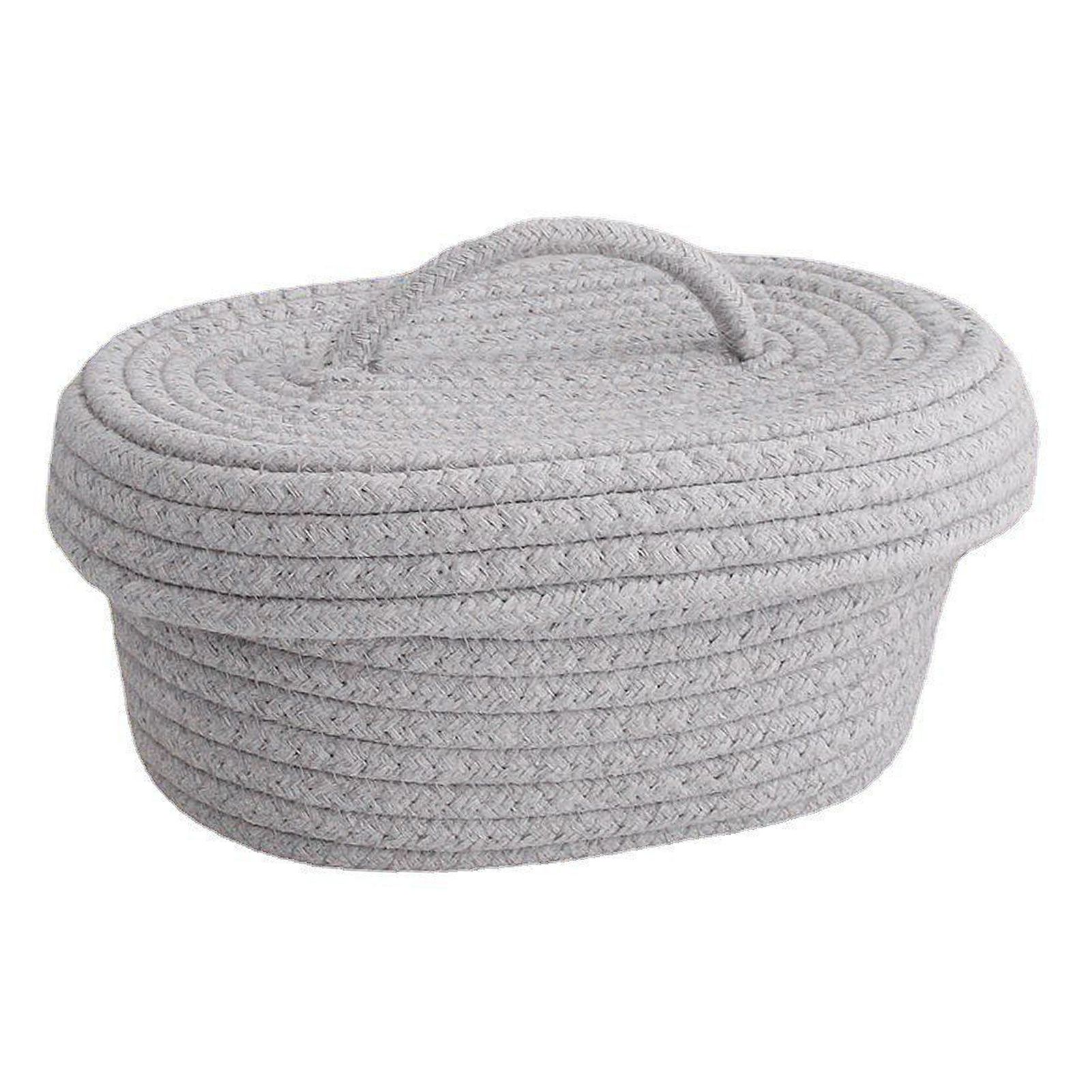 Desktop Storage Box with Lid Handmade Cotton Rope Storage Basket for Makeup view 4