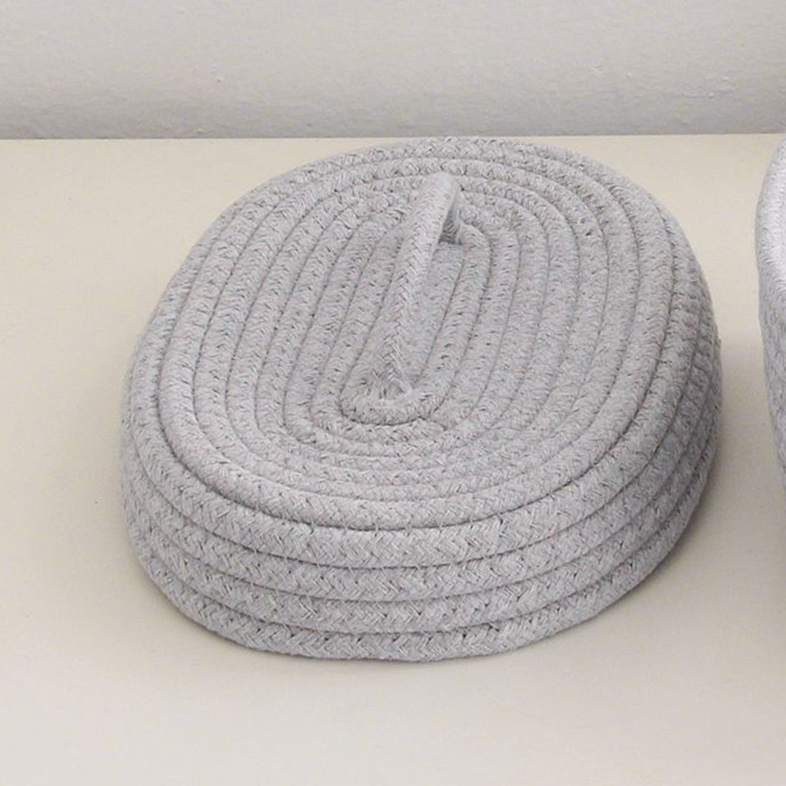 Desktop Storage Box with Lid Handmade Cotton Rope Storage Basket for Makeup view 8