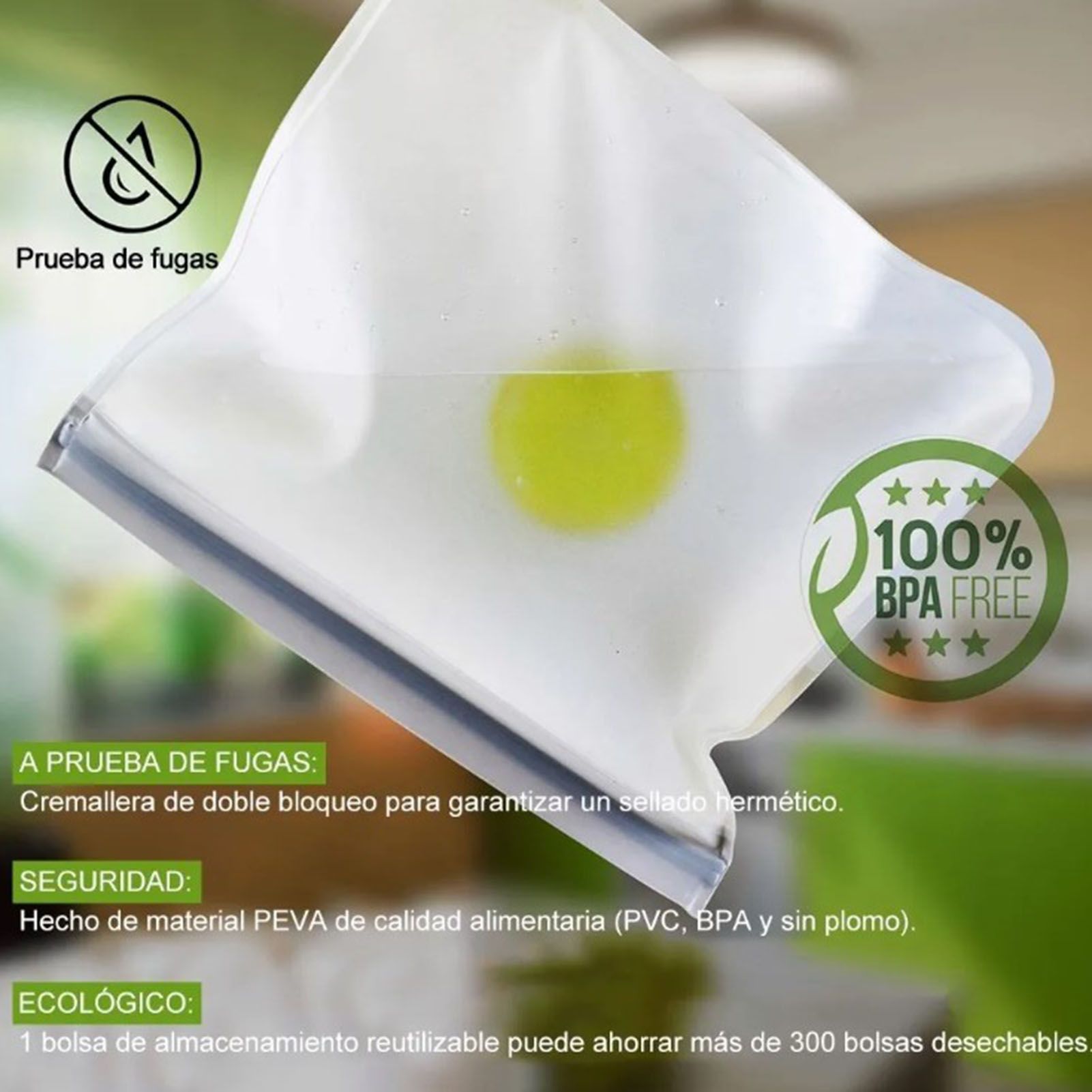 20PCS Reusable Ziplock Bags Translucent Scrub PEVA Food Storage Bags for view 9