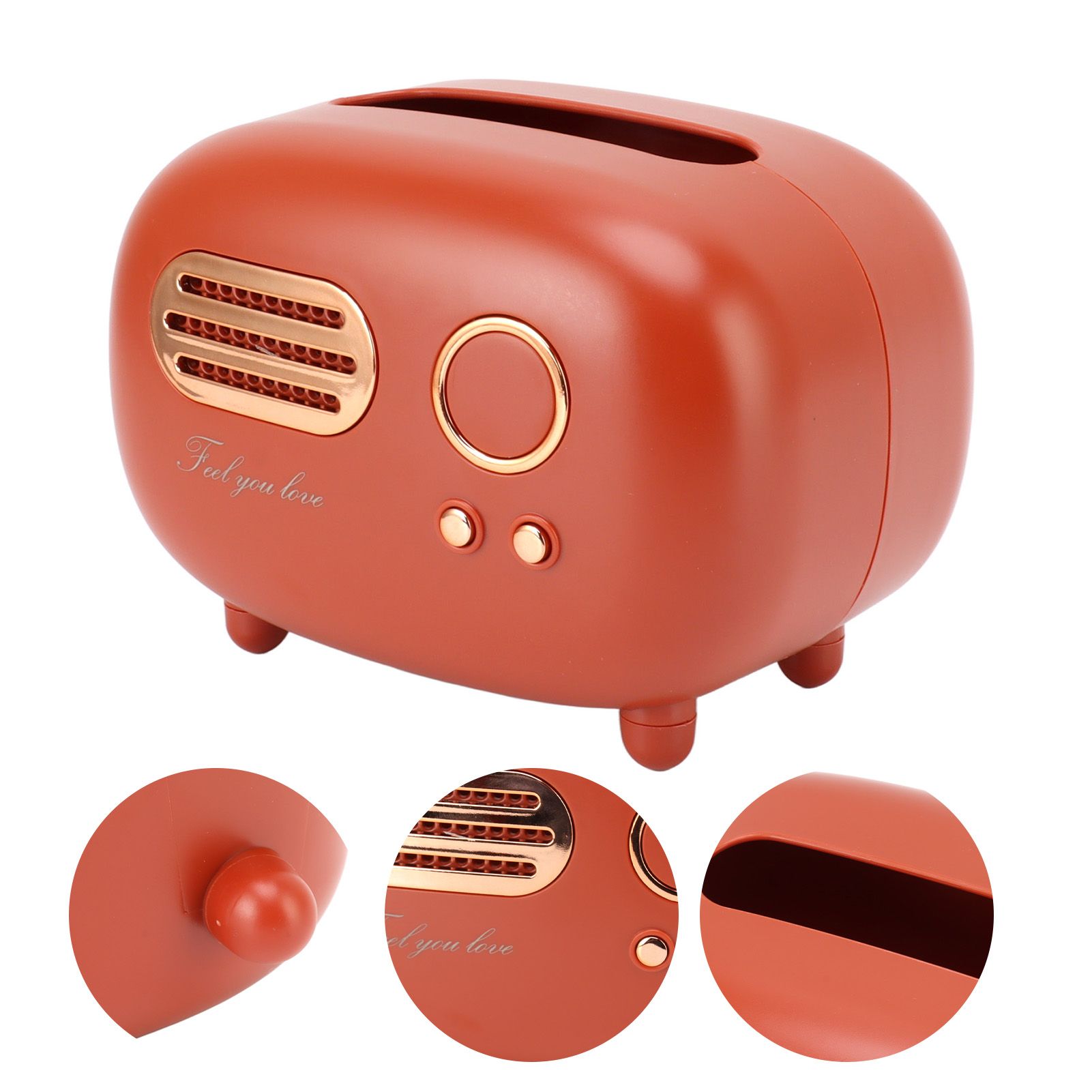 Retro Radio Shape Tissue Cover Box Vintage Radio Tissue Box for Bathroom view 10
