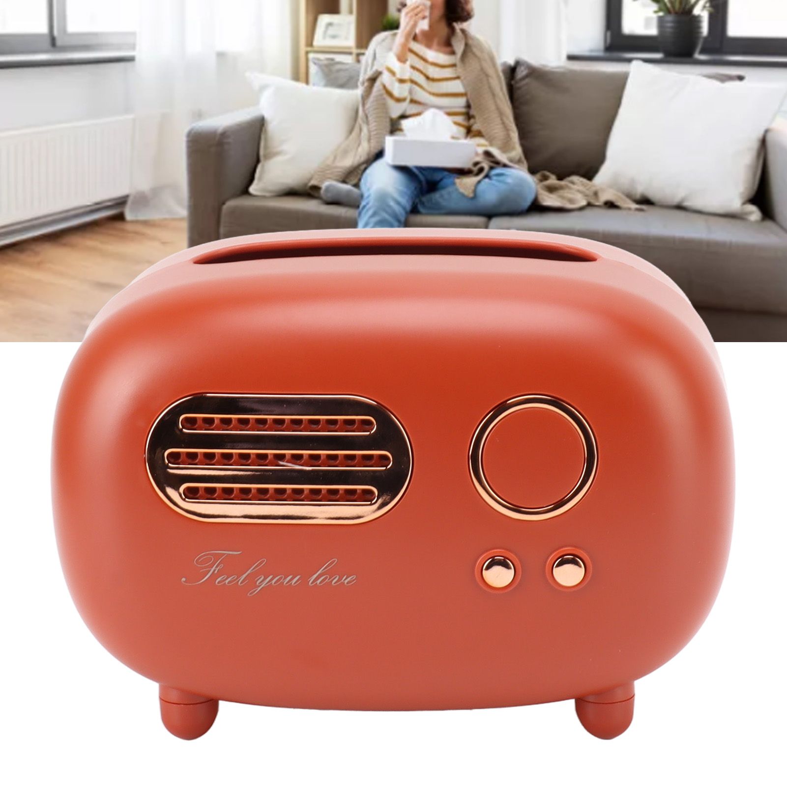 Retro Radio Shape Tissue Cover Box Vintage Radio Tissue Box for Bathroom view 11