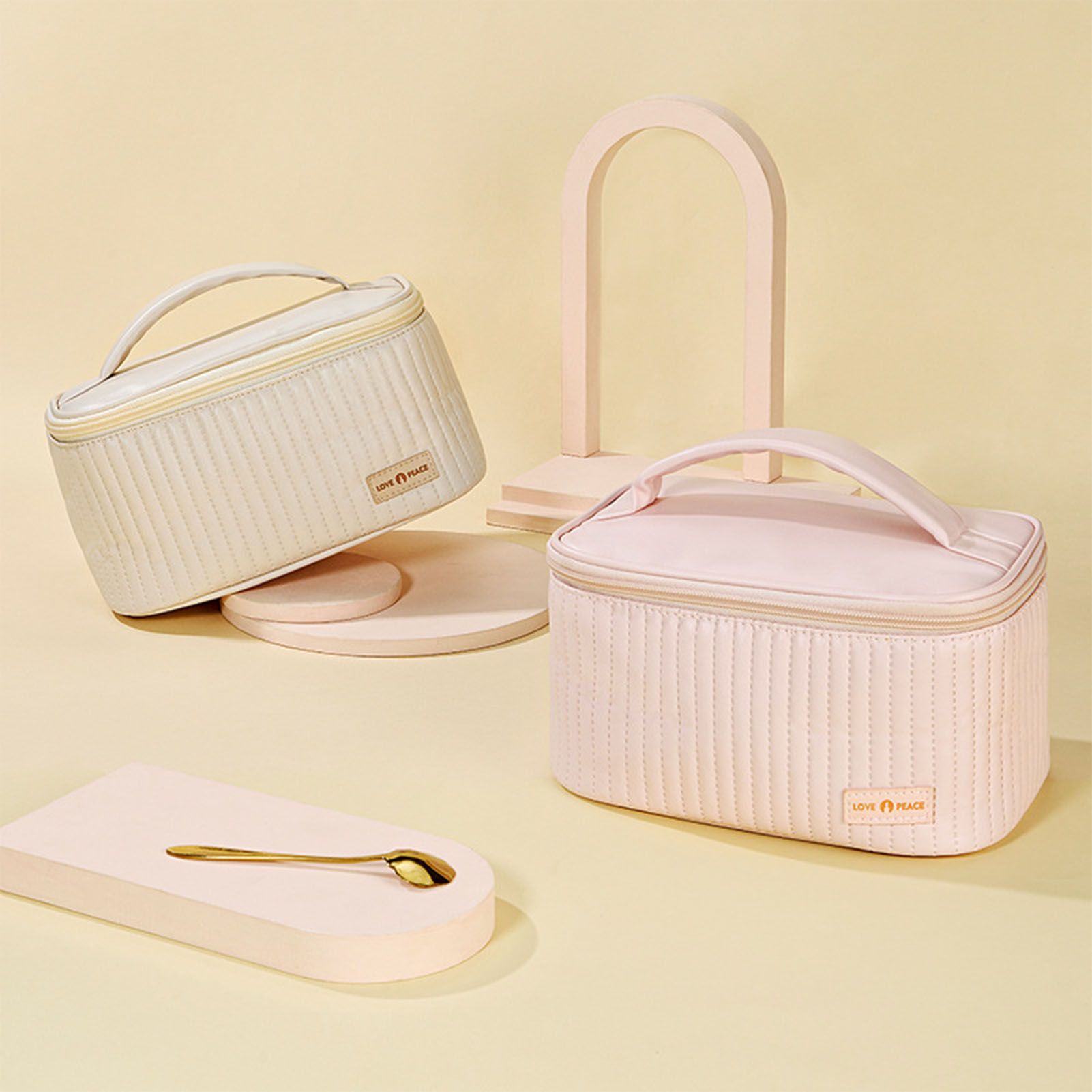 PU Open Lid Cake Shape Make Up Bag Cosmetic Storage Bag Soft Color Portable view 10