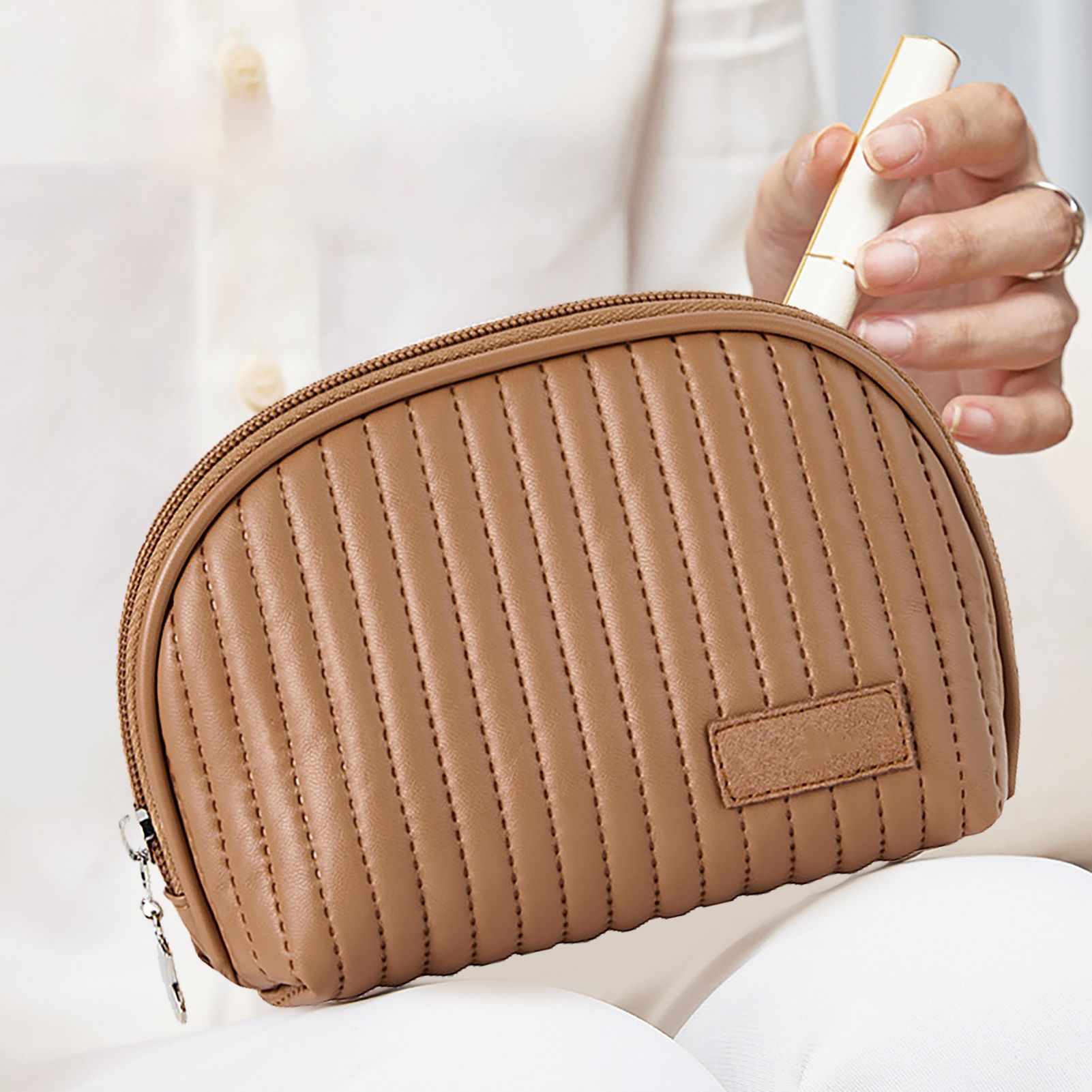 PU Leather Makeup Bag Portable Large Capacity Storage Travel Makeup Bag for view 11
