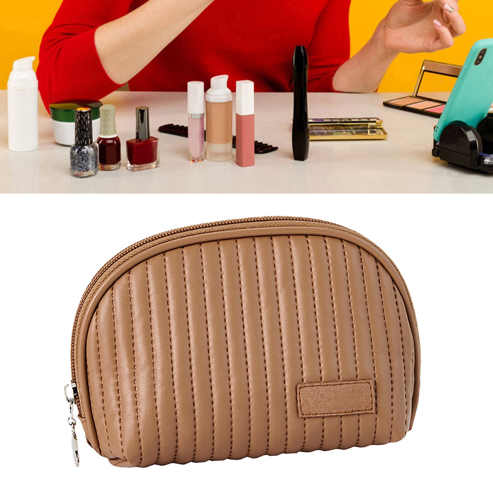 PU Leather Makeup Bag Portable Large Capacity Storage Travel Makeup Bag for view 12