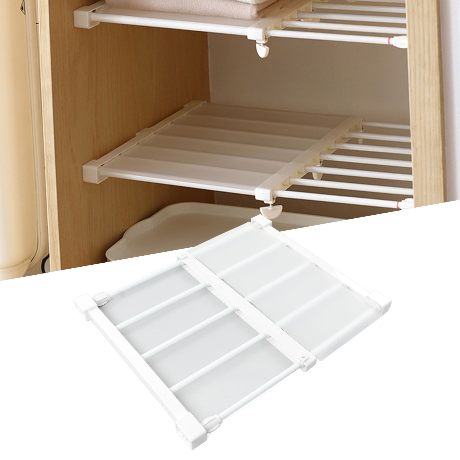 Tension Rod Shelf 14.2 Inch Width Nail Free Expandable Storage Rack for view 11