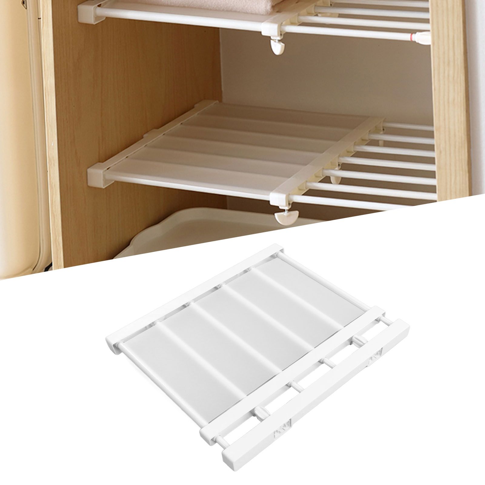 Tension Rod Shelf Adjustable Length Space Saving Nail Free Expandable Closet view 12
