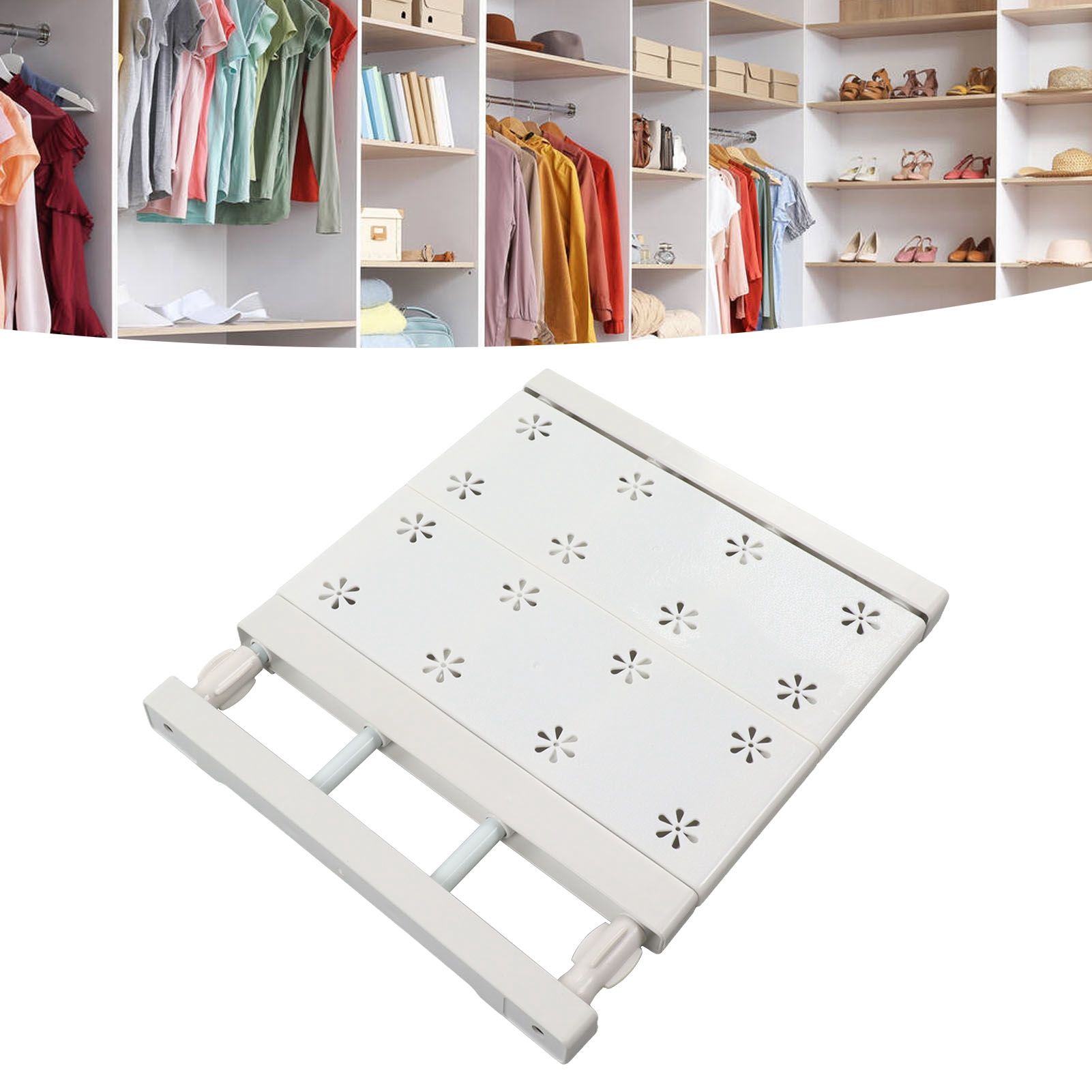 Wardrobe Partition Board Storage Extendable Rod Space Saving Layered Partition view 11