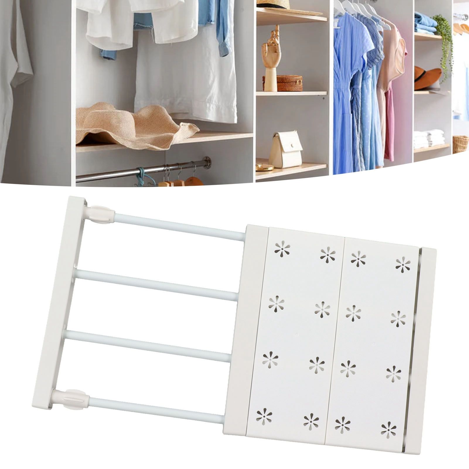 Wardrobe Partition Board Storage Extendable Rod Space Saving Layered Partition view 12