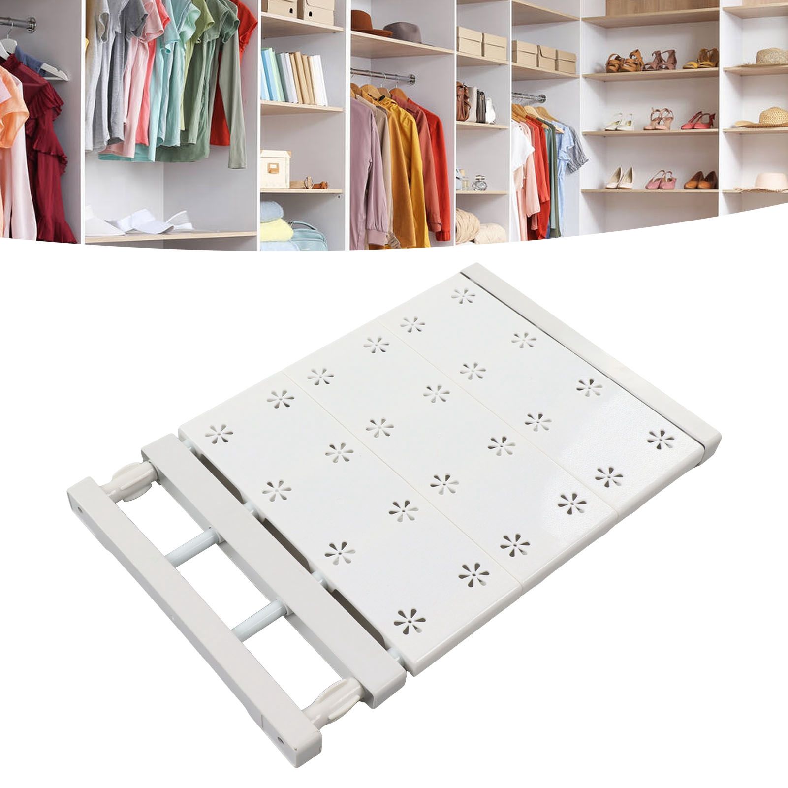 Wardrobe Partition Board Storage Extendable Rod Space Saving Layered Partition view 11