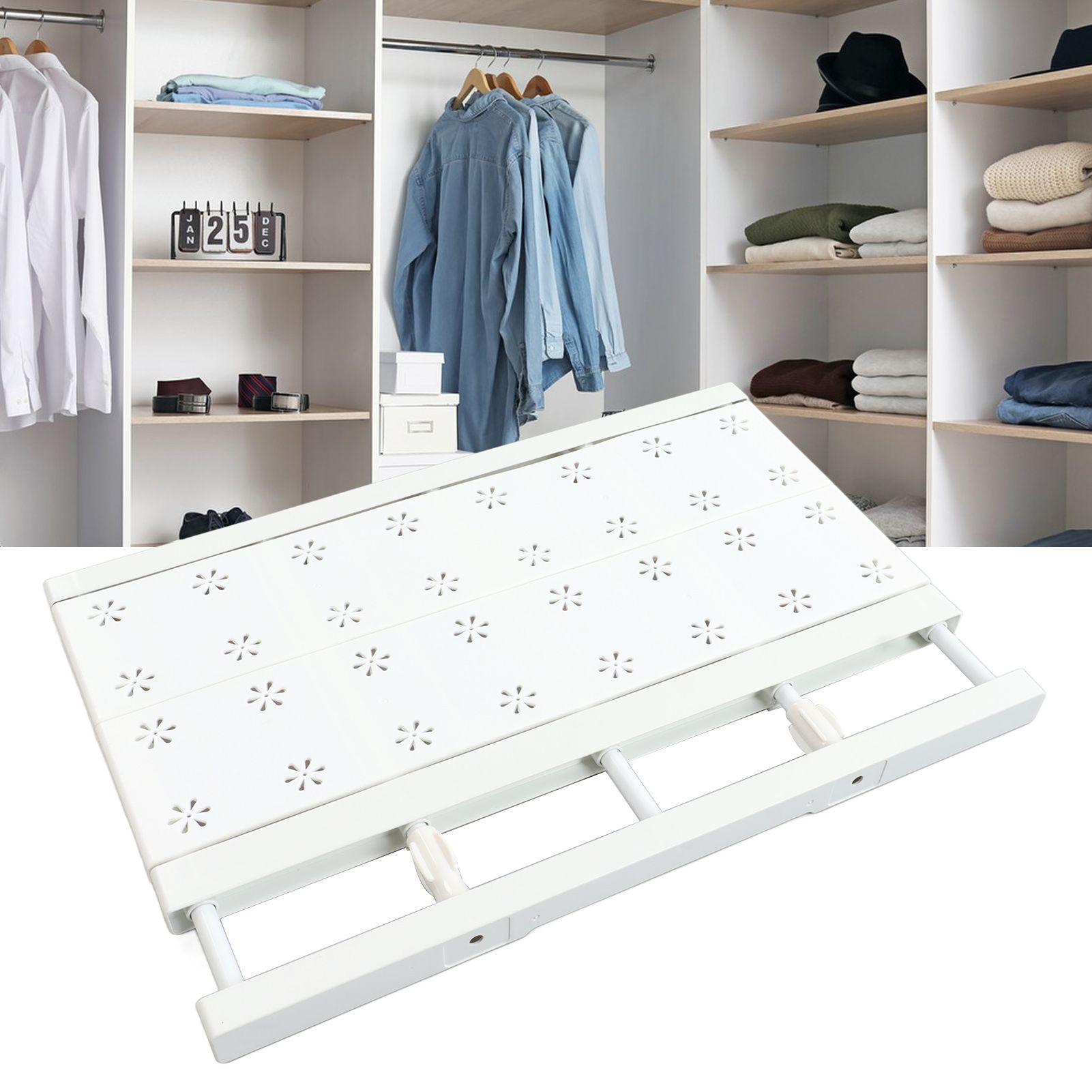 Expandable Closet Shelf Space Saving Punch Free Strong Bearing Capacity view 11