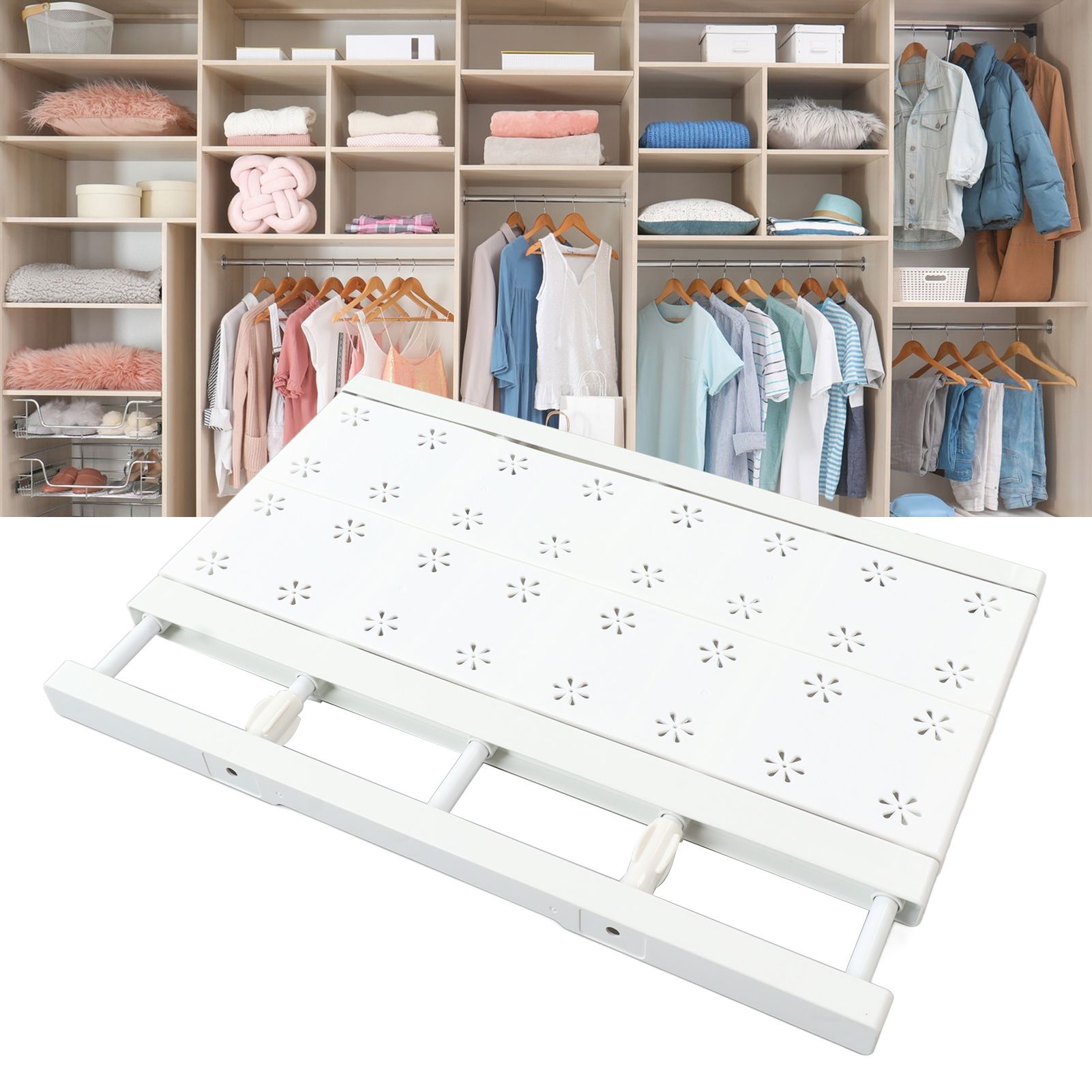 Expandable Closet Shelf Space Saving Punch Free Strong Bearing Capacity view 12