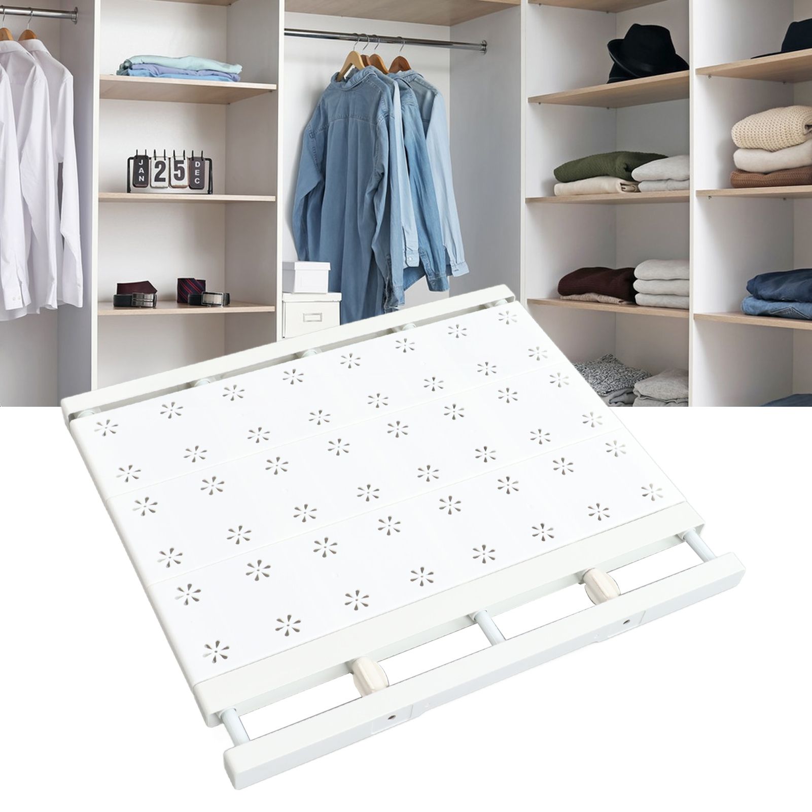 Expandable Closet Shelf Space Saving Punch Free Strong Bearing Capacity view 11